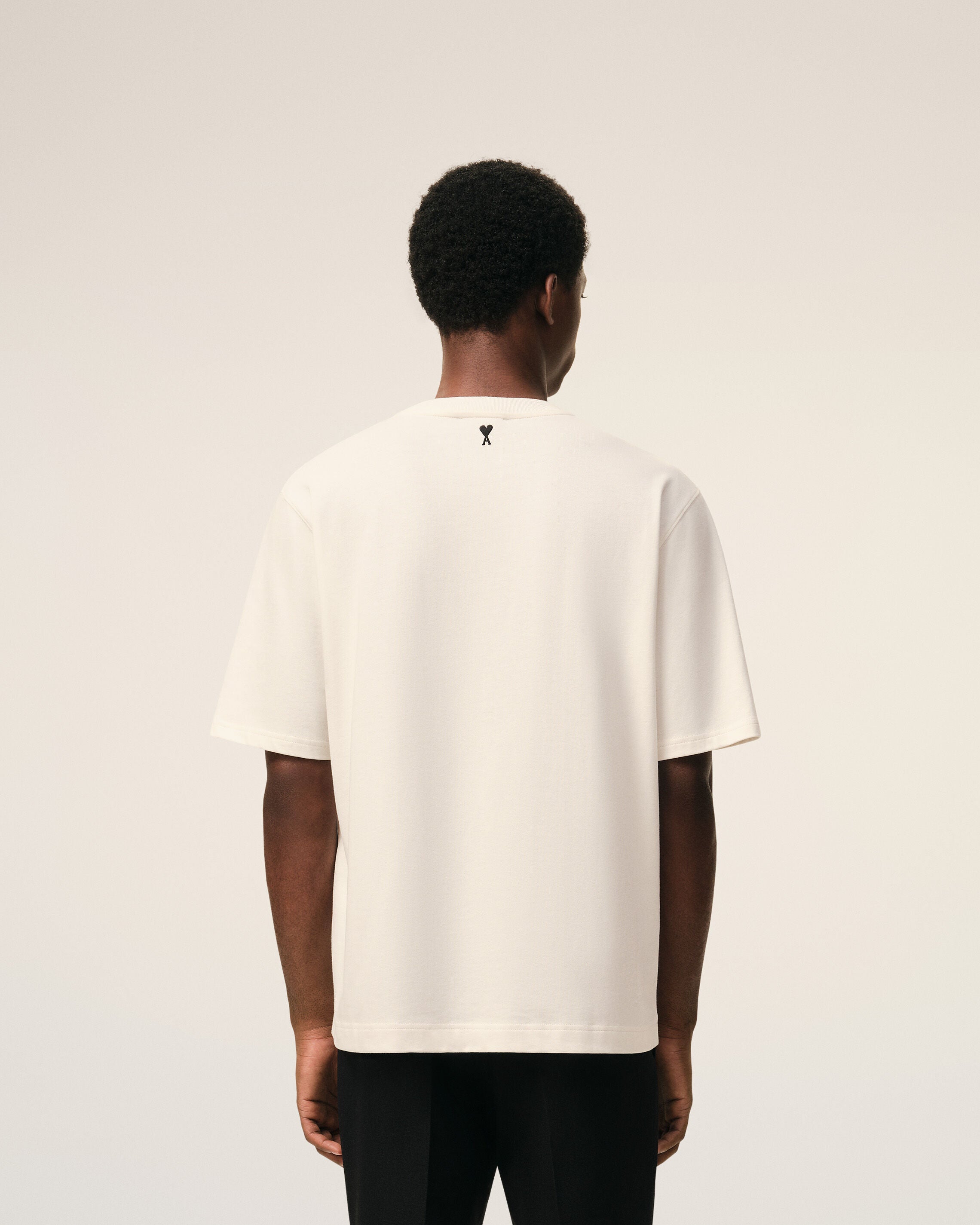 AmiParis White Cotton Signature Print Tshirt