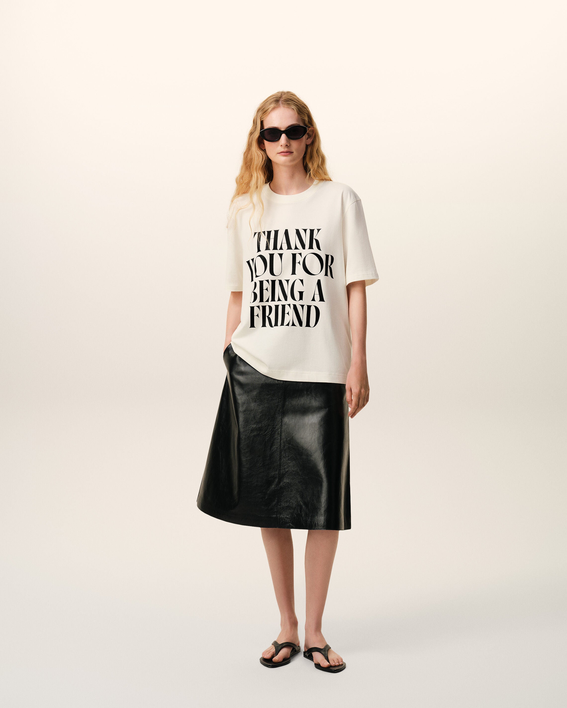 AmiParis White Cotton Signature Print Tshirt