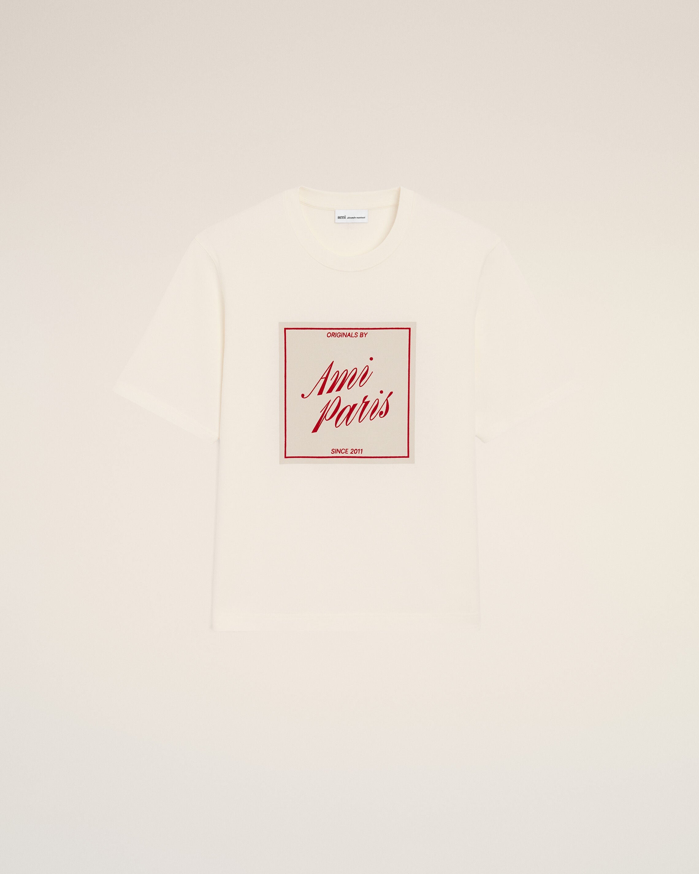 White Cotton Ami Paris Heritage Print Tshirt
