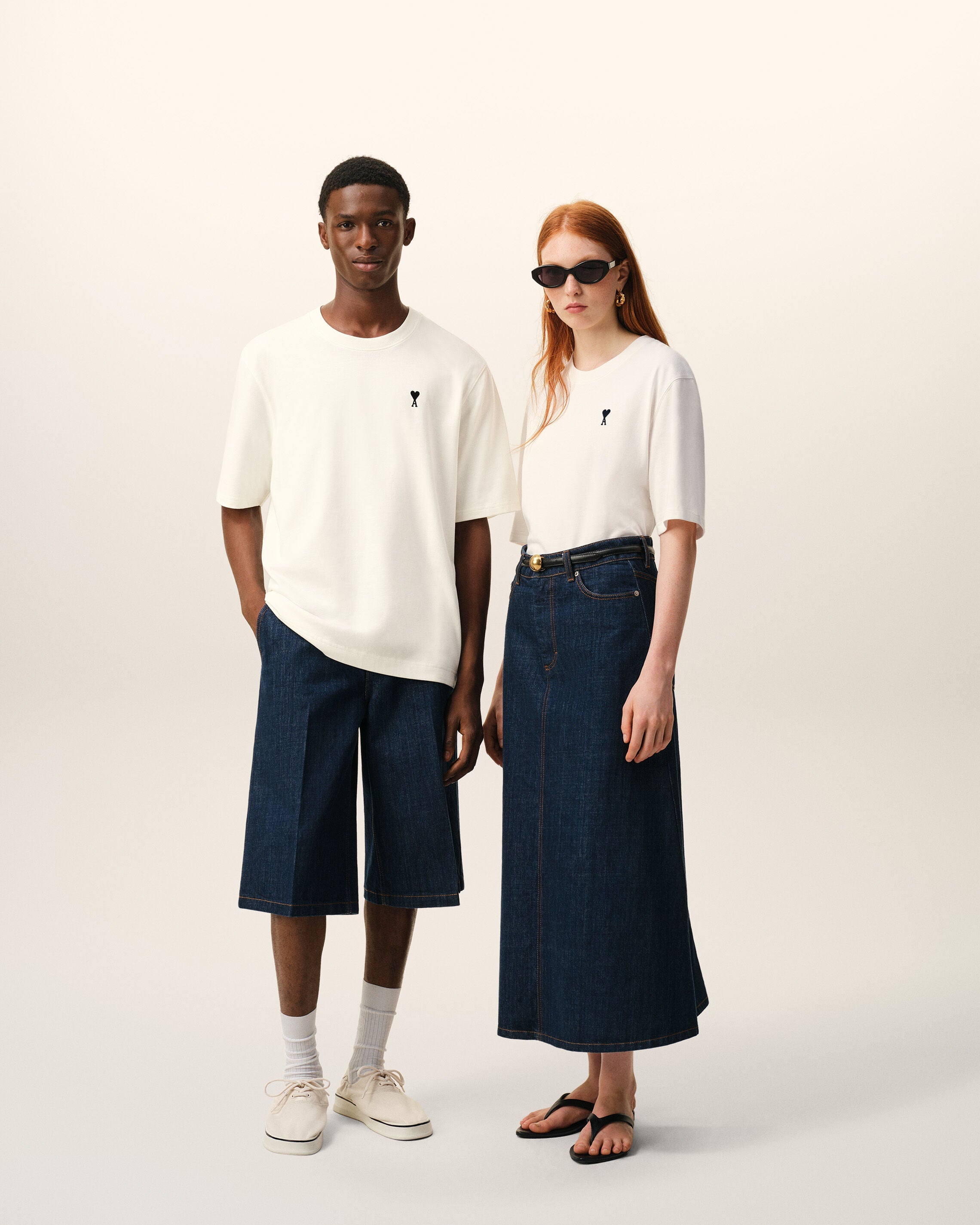 AmiParis White Cotton Place Des Victoires Print Tshirt