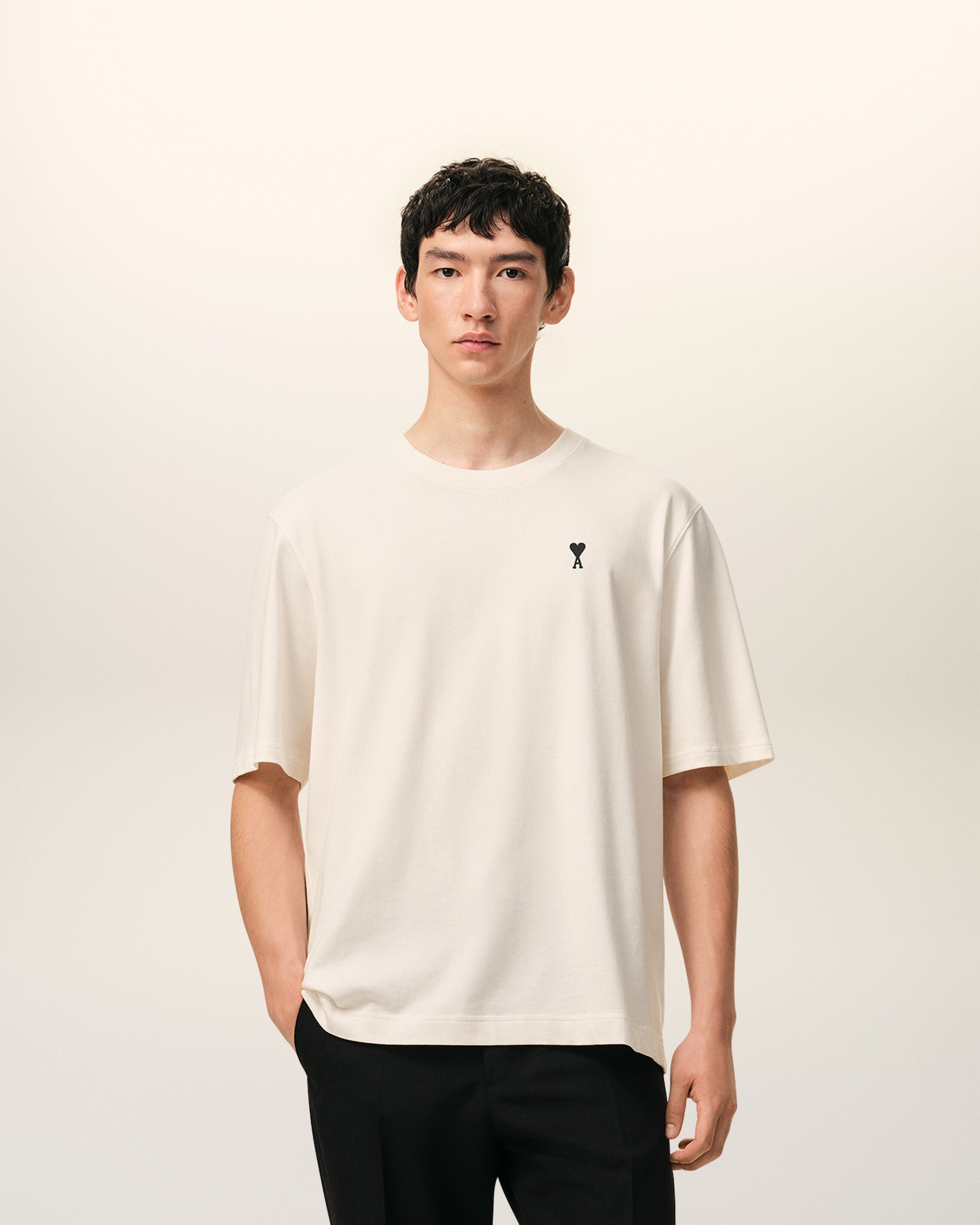 AmiParis White Cotton Place Des Victoires Print Tshirt