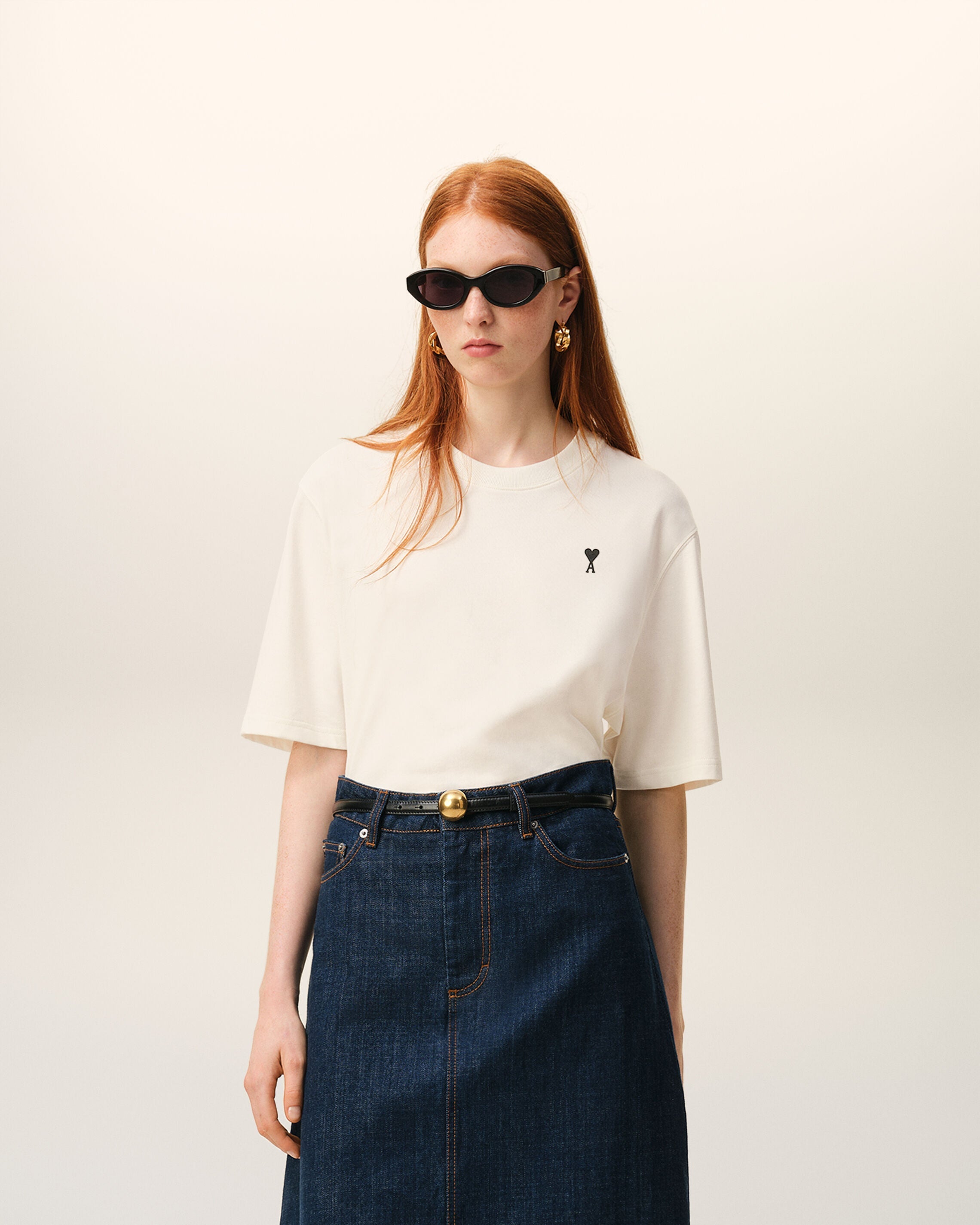 AmiParis White Cotton Place Des Victoires Print Tshirt