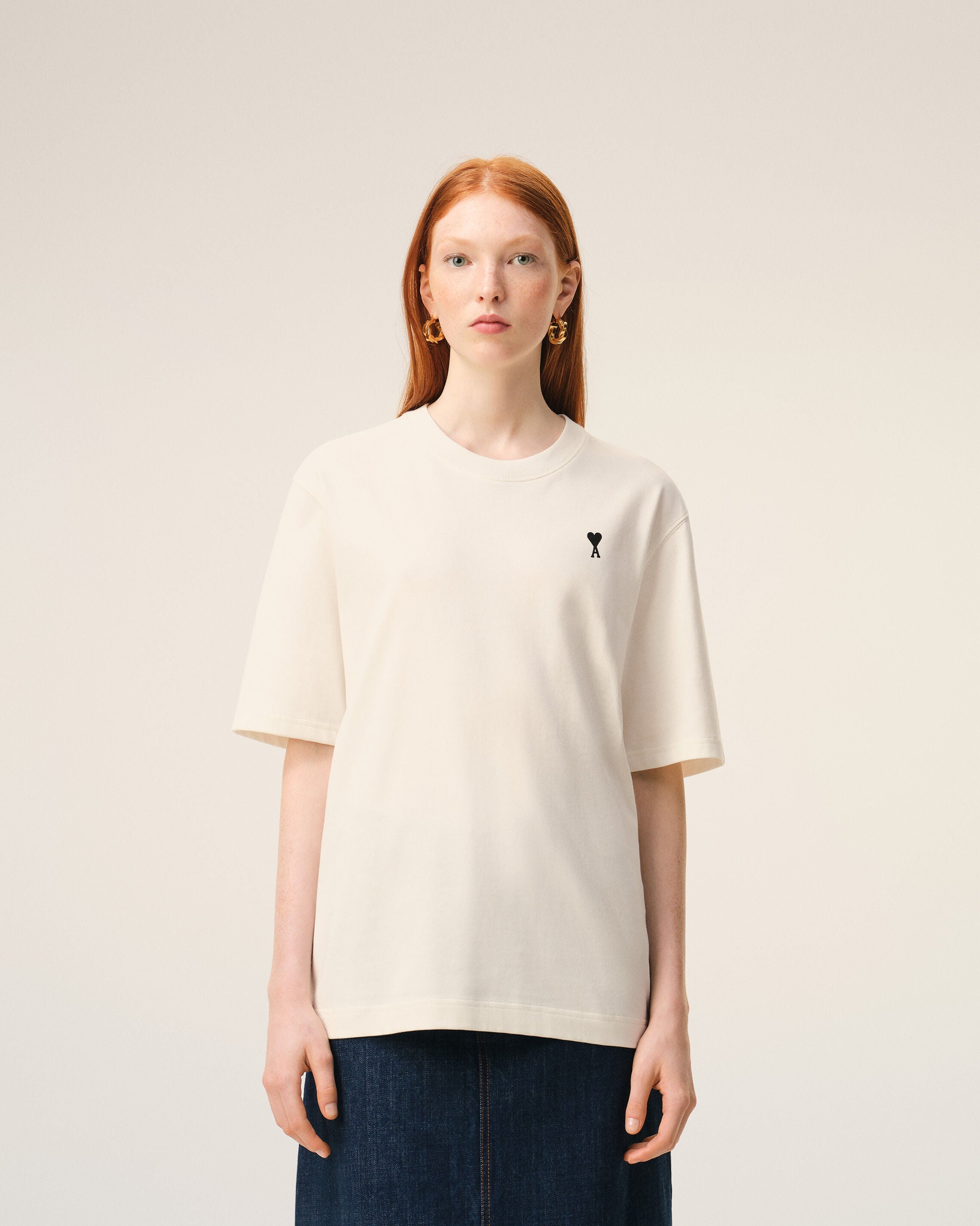 AmiParis White Cotton Place Des Victoires Print Tshirt