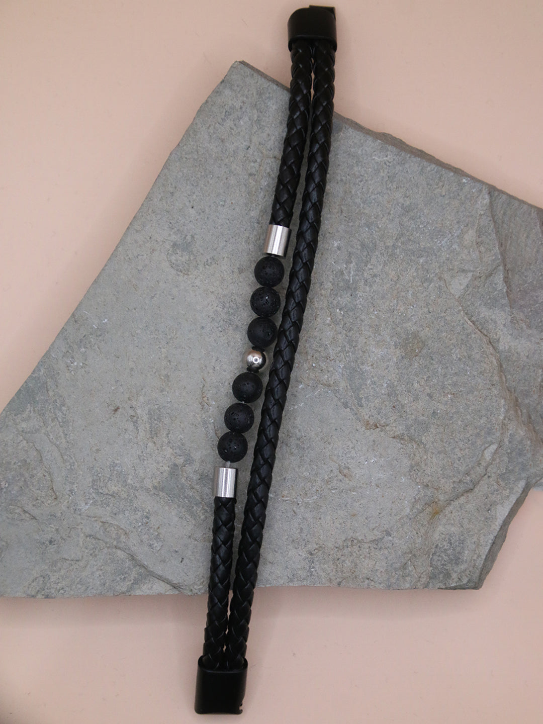 DUAL-LAYER CHARCOAL BEADS BRACELET FOR MEN