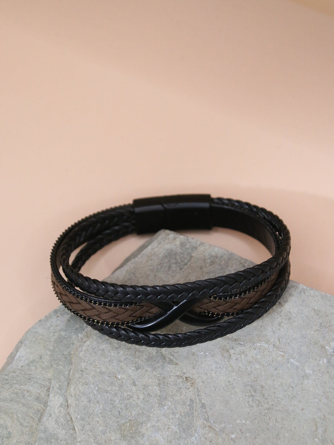 BROWN-GOLD INFINITY BRACELET FOR MEN