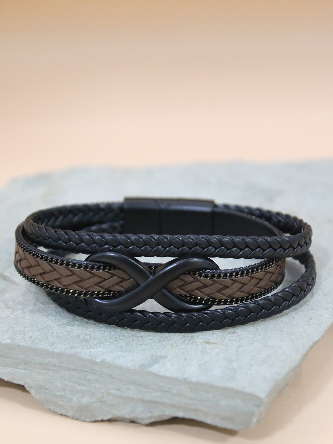 BROWN-GOLD INFINITY BRACELET FOR MEN