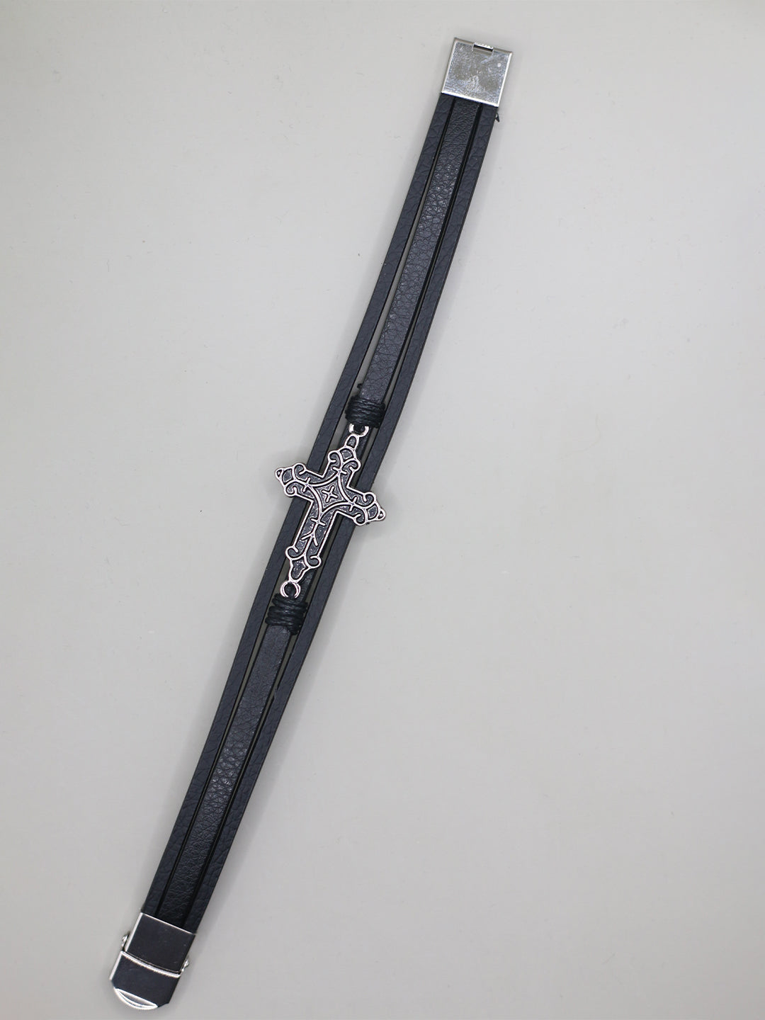 BIG CROSS BLACK BRACELET FOR MEN