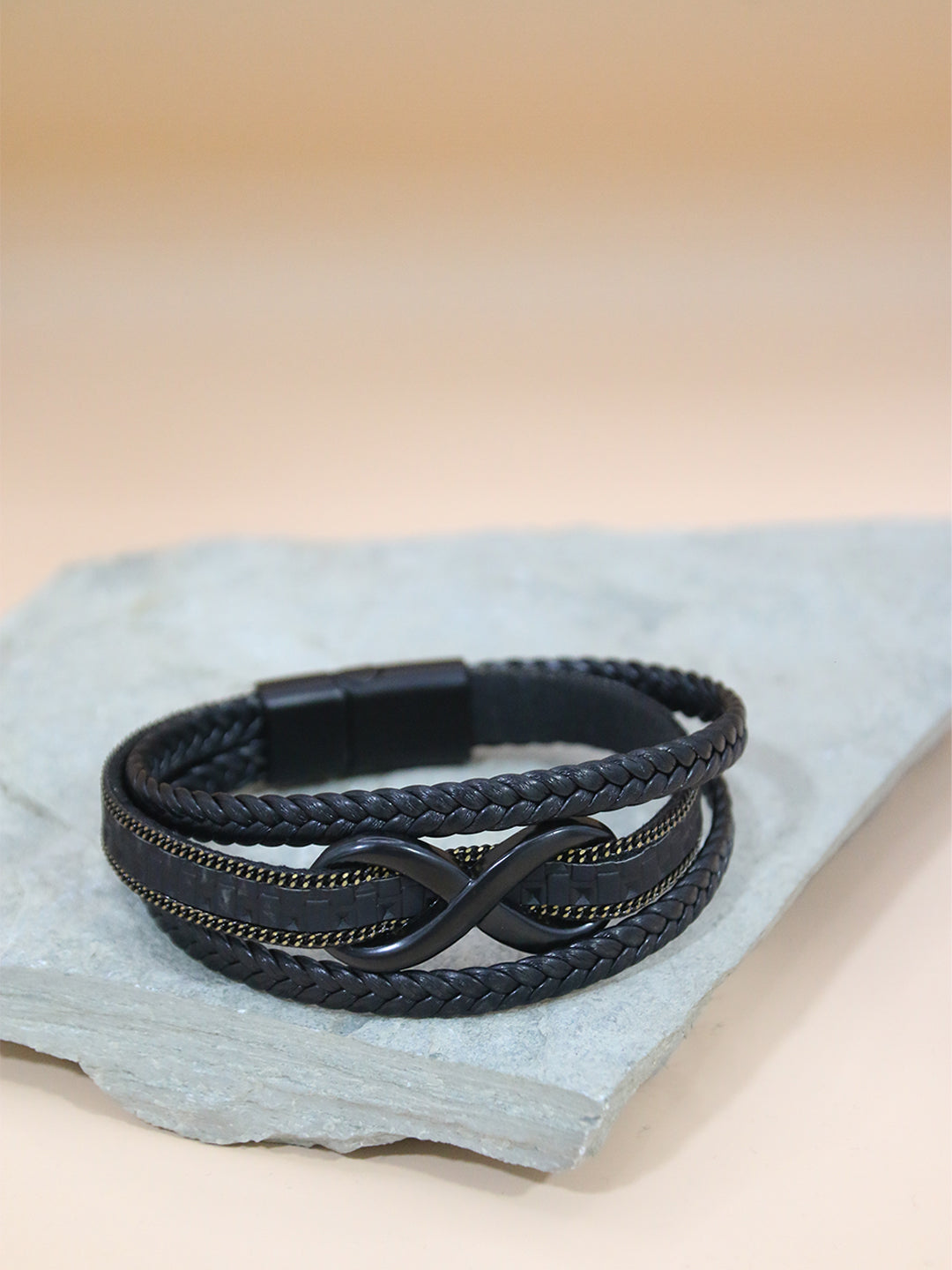 BLACK-GOLD INFINITY BRACELET FOR MEN