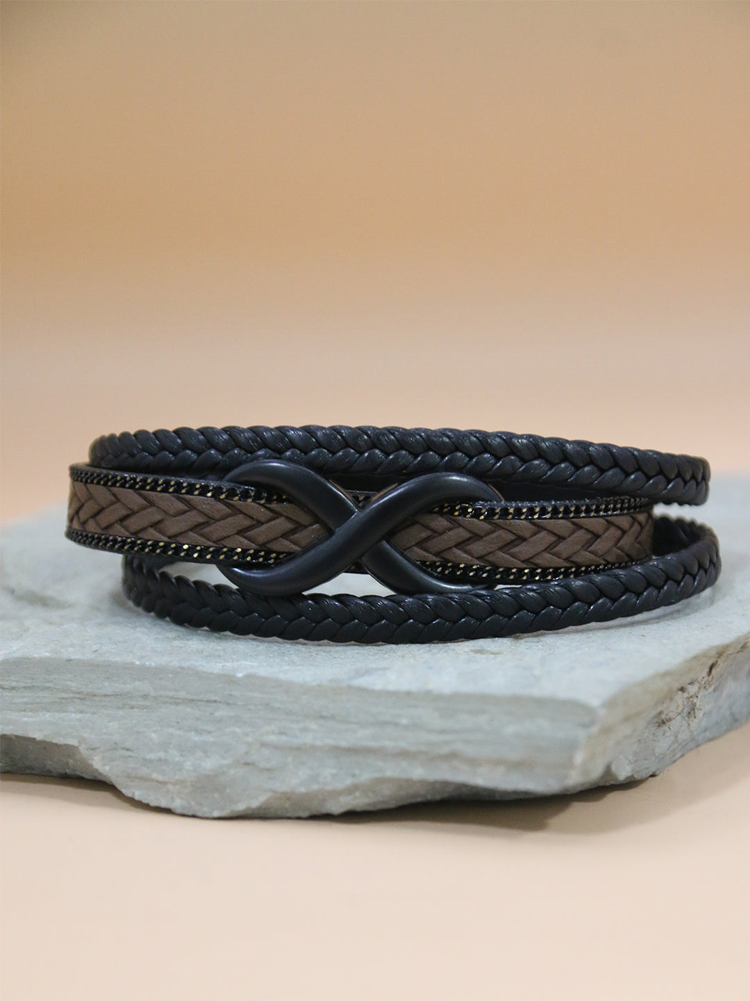BROWN-GOLD INFINITY BRACELET FOR MEN