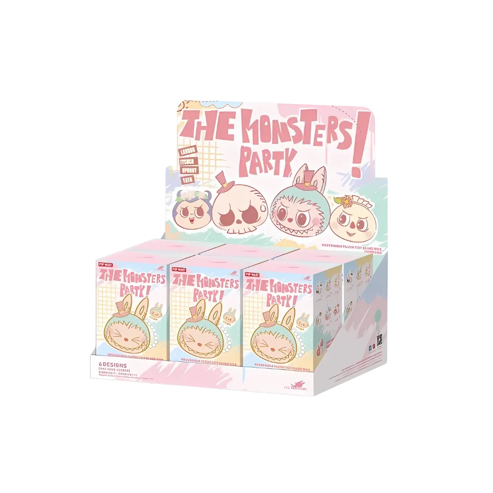 Pop Mart Labubu The Monsters Party Series Reversible Plush Doll Sealed Case (6 Blind Box) Pack of 1