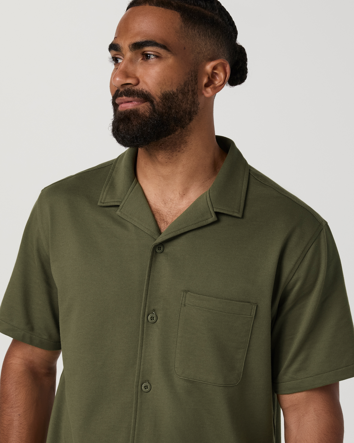 Vuori Short Sleeve Knit Oxford Camp Collar Button Down