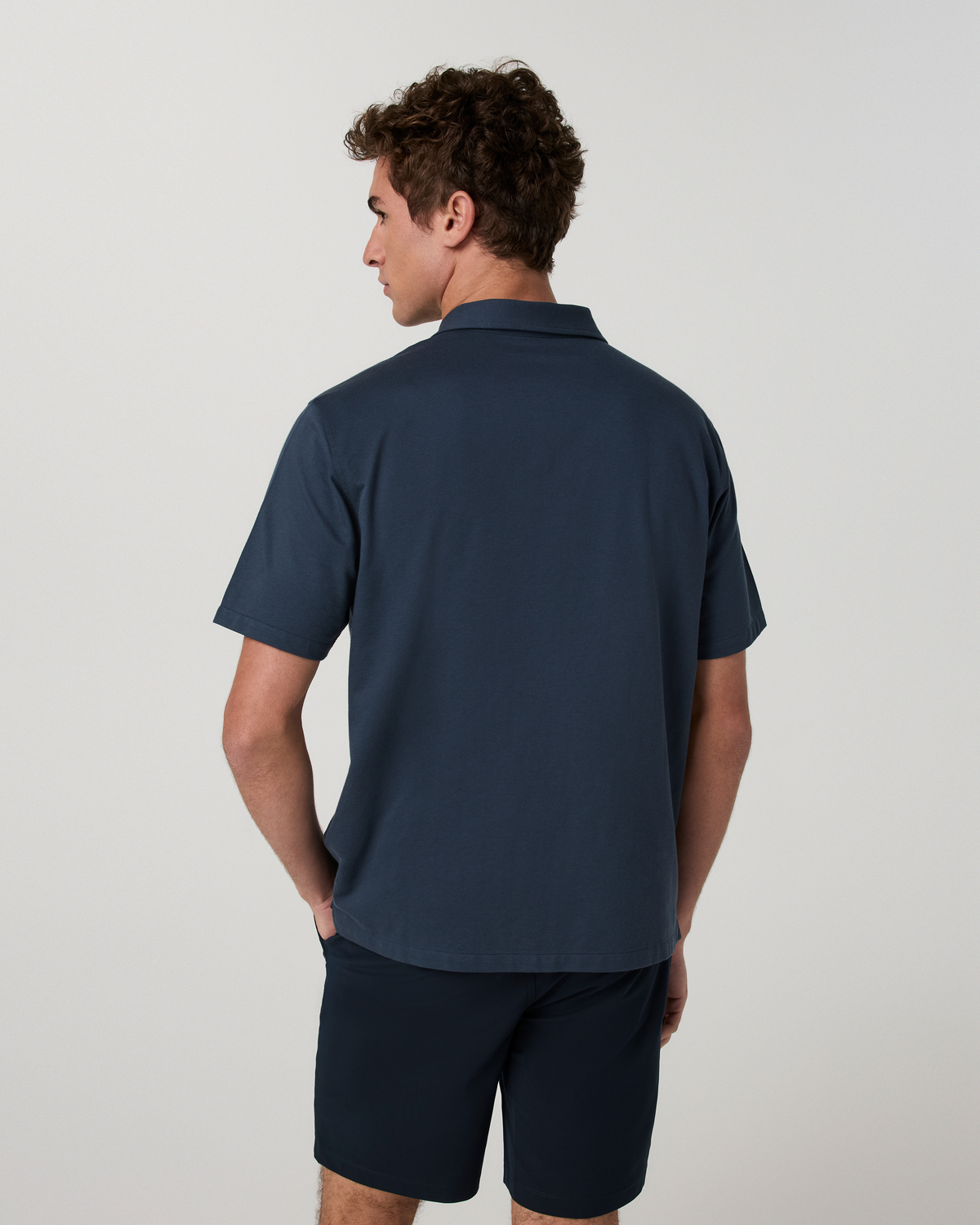 Vuori Short Sleeve Knit Oxford Camp Collar Button Down