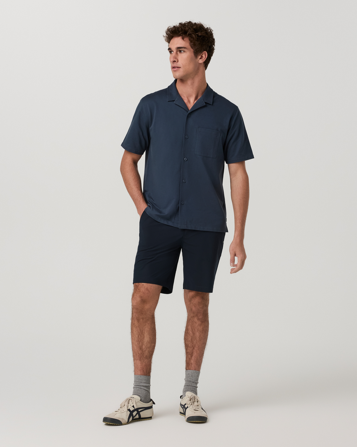 Vuori Short Sleeve Knit Oxford Camp Collar Button Down