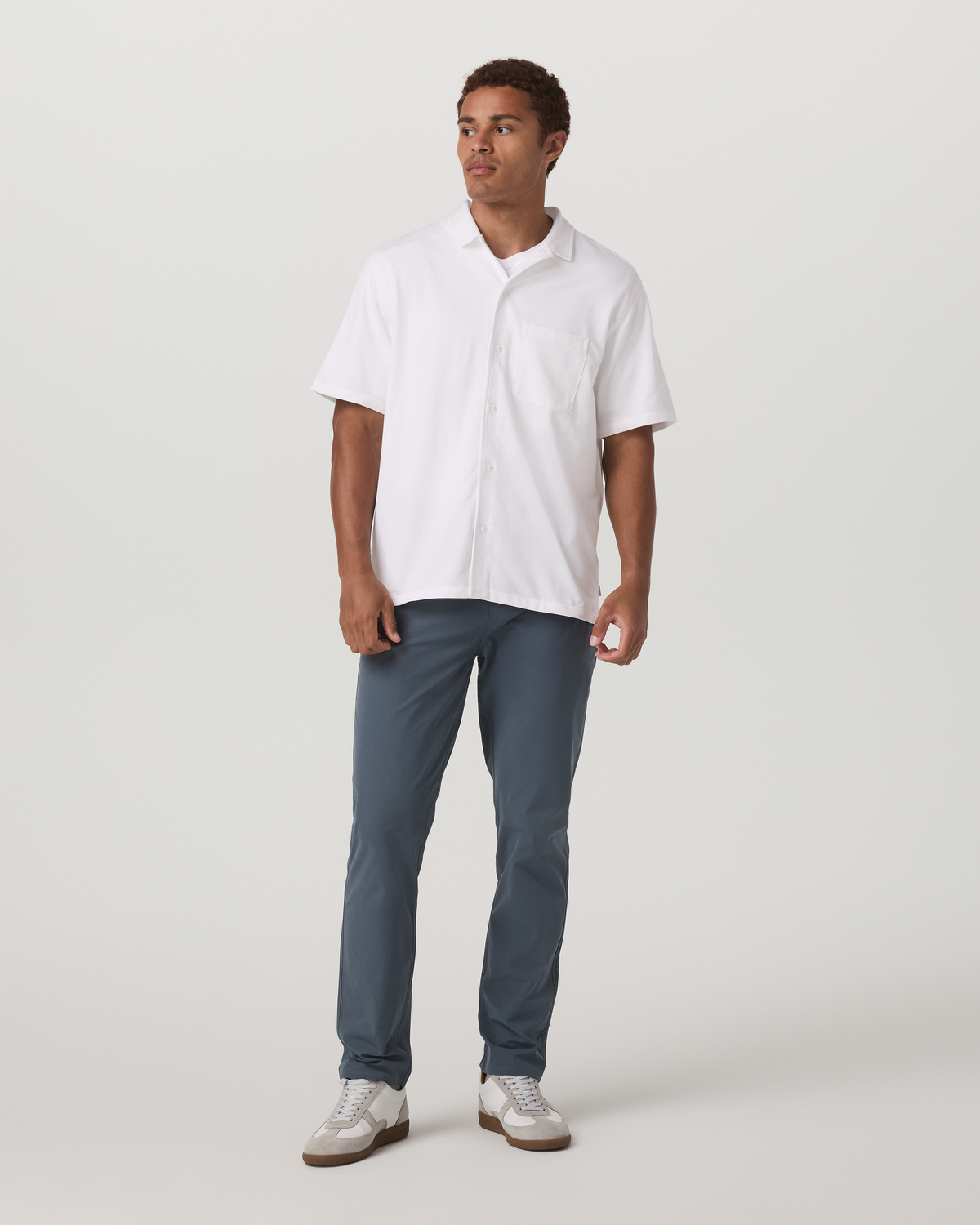 Vuori Short Sleeve Knit Oxford Camp Collar Button Down