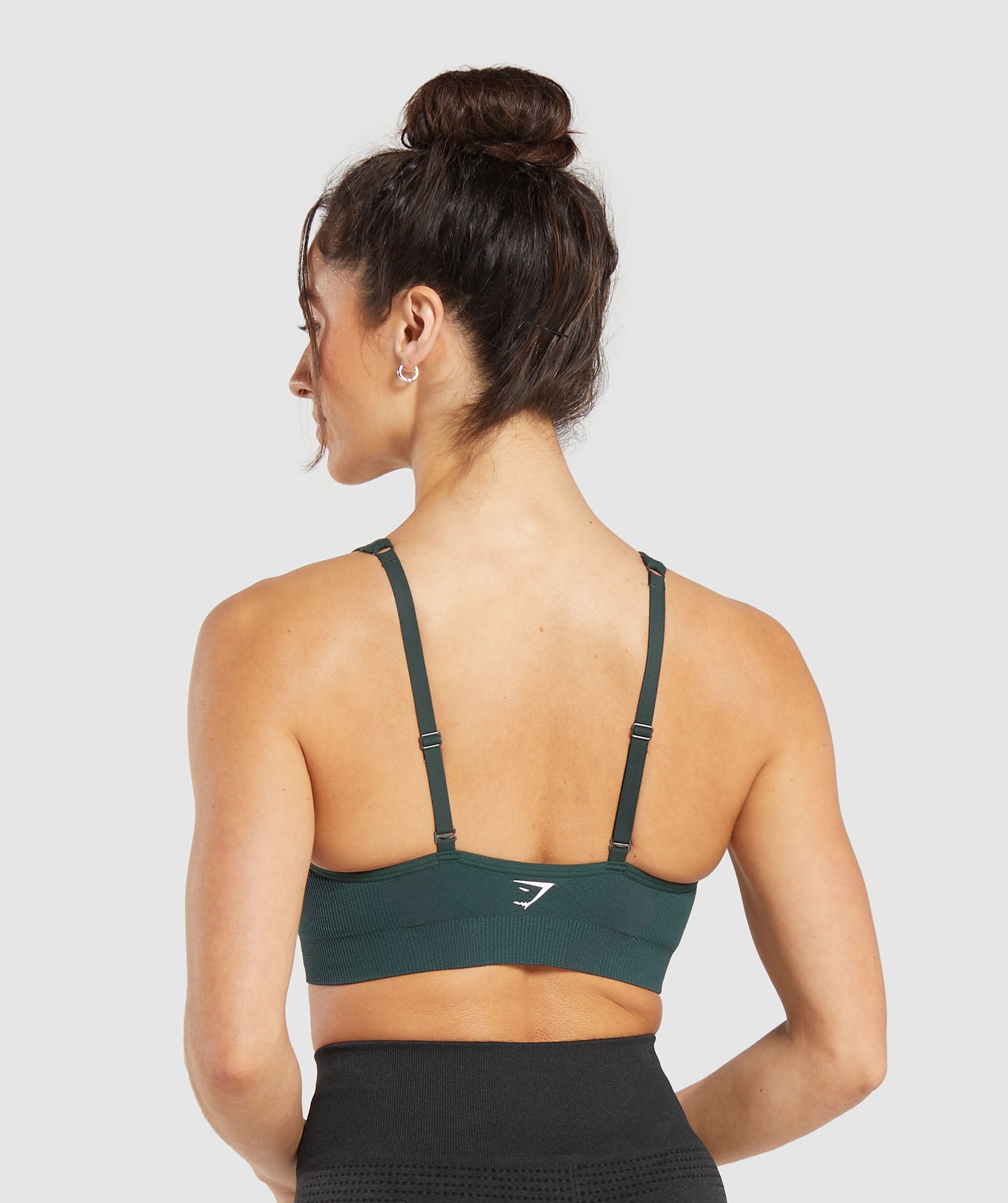 Women's Gymshark Vital V Neck Sports Bra Woodland Green Marl