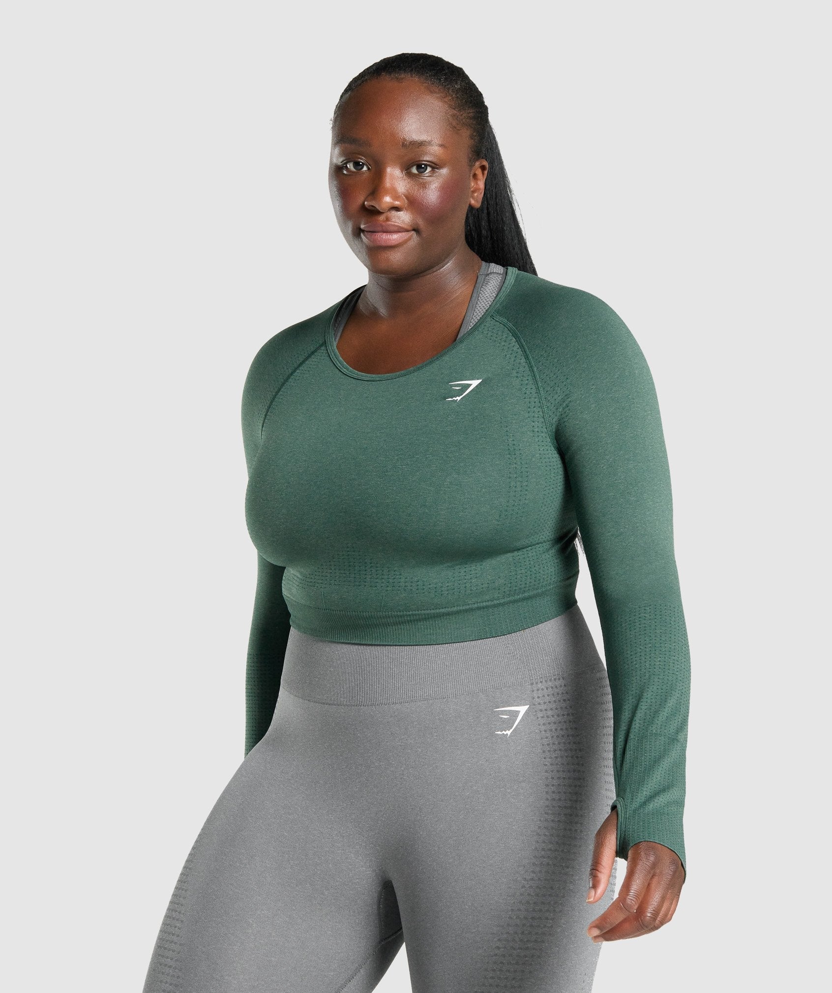 Women's Gymshark Vital Crop Top Dark Green Marl