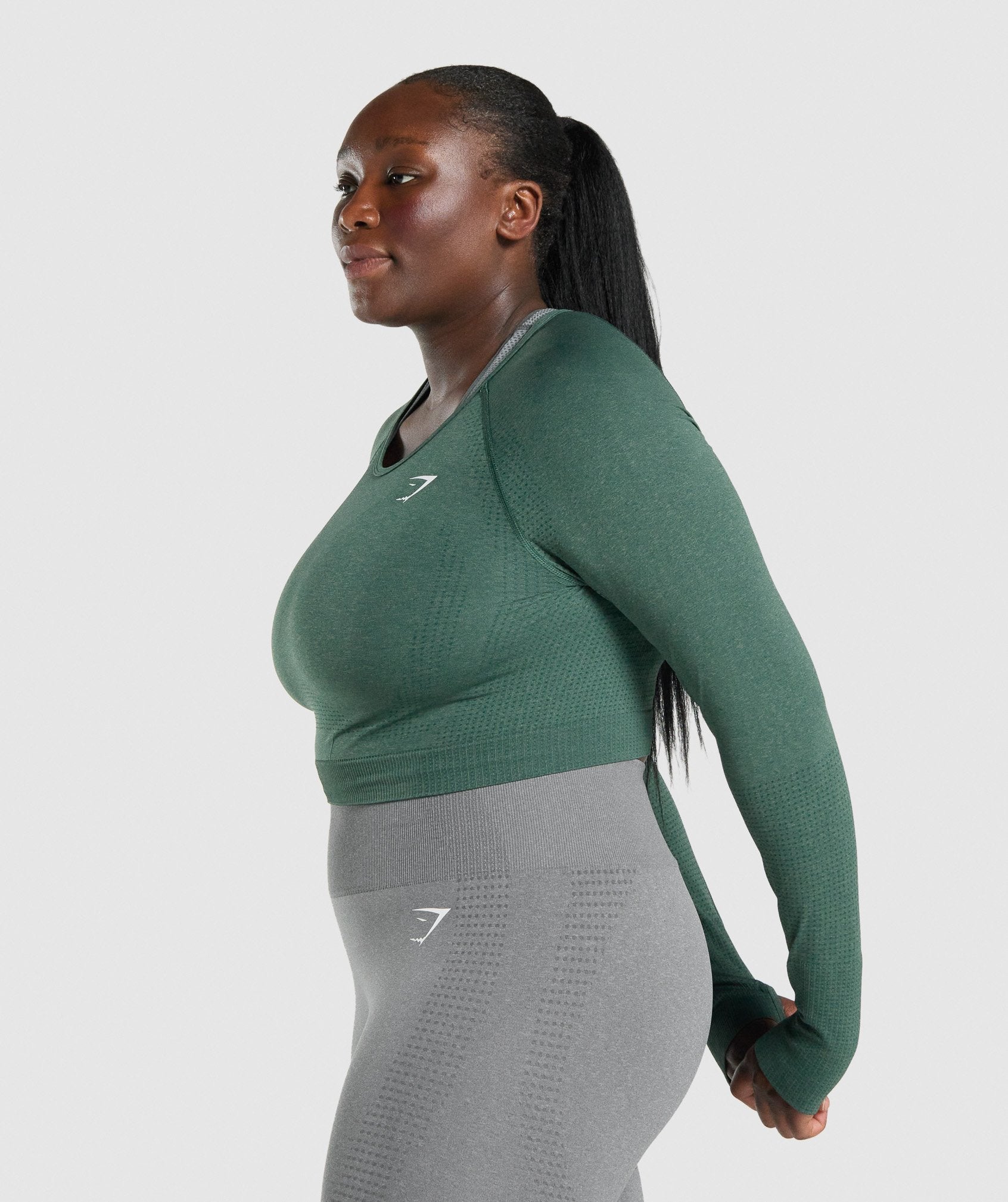 Women's Gymshark Vital Crop Top Dark Green Marl
