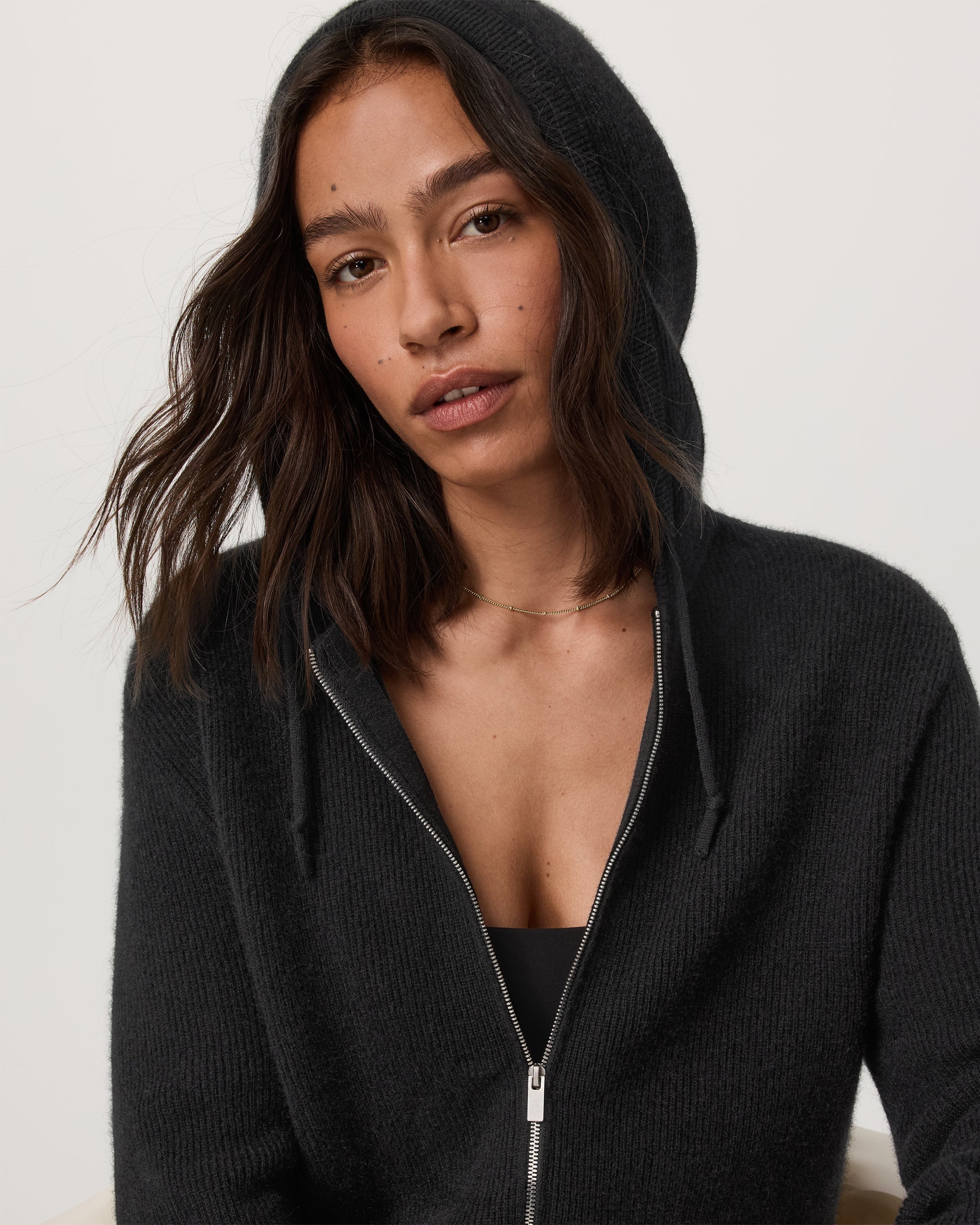 Vuori Milie Full Zip Cashmere Rib Hoodie
