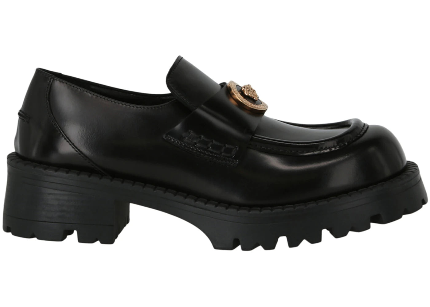 versace alia platform loafers black (women's)