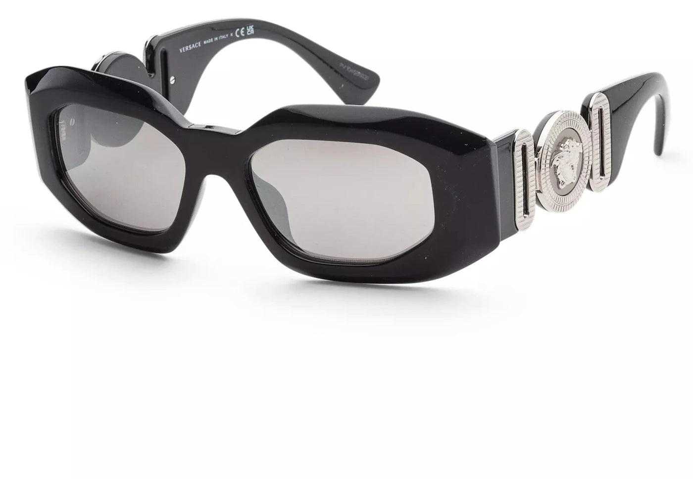 versace maxi medusa biggie sunglasses black/light grey mirror (ve4425u-54226g)