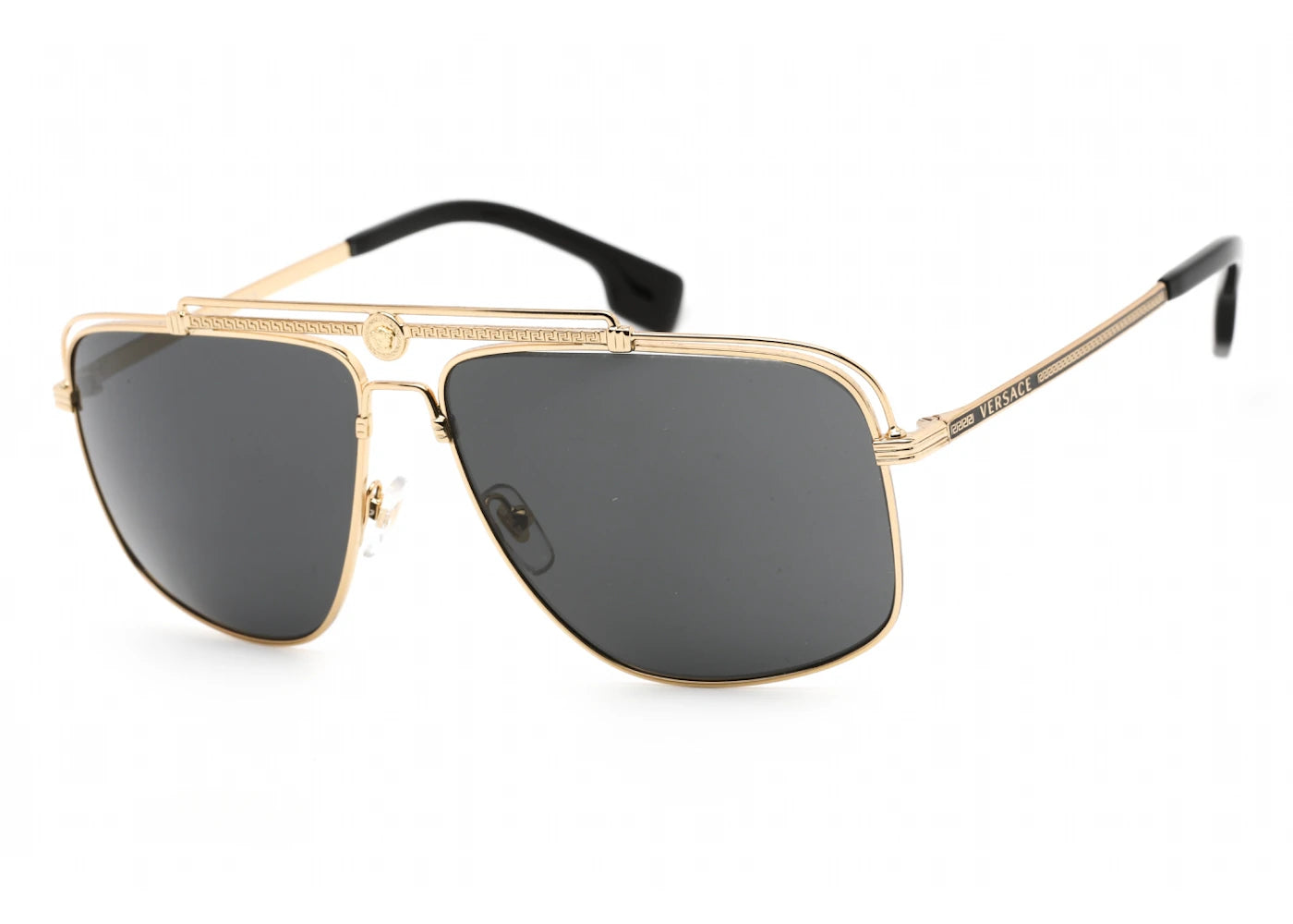 versace medusa focus sunglasses gold/dark grey (ve2242-100287)