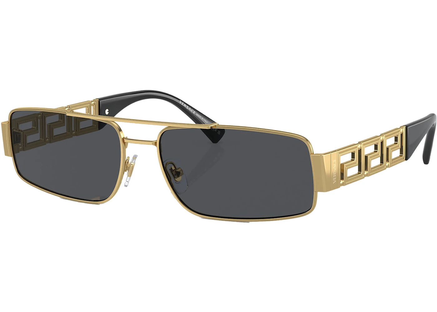 versace rectangle logo runway sunglasses gold (2257)
