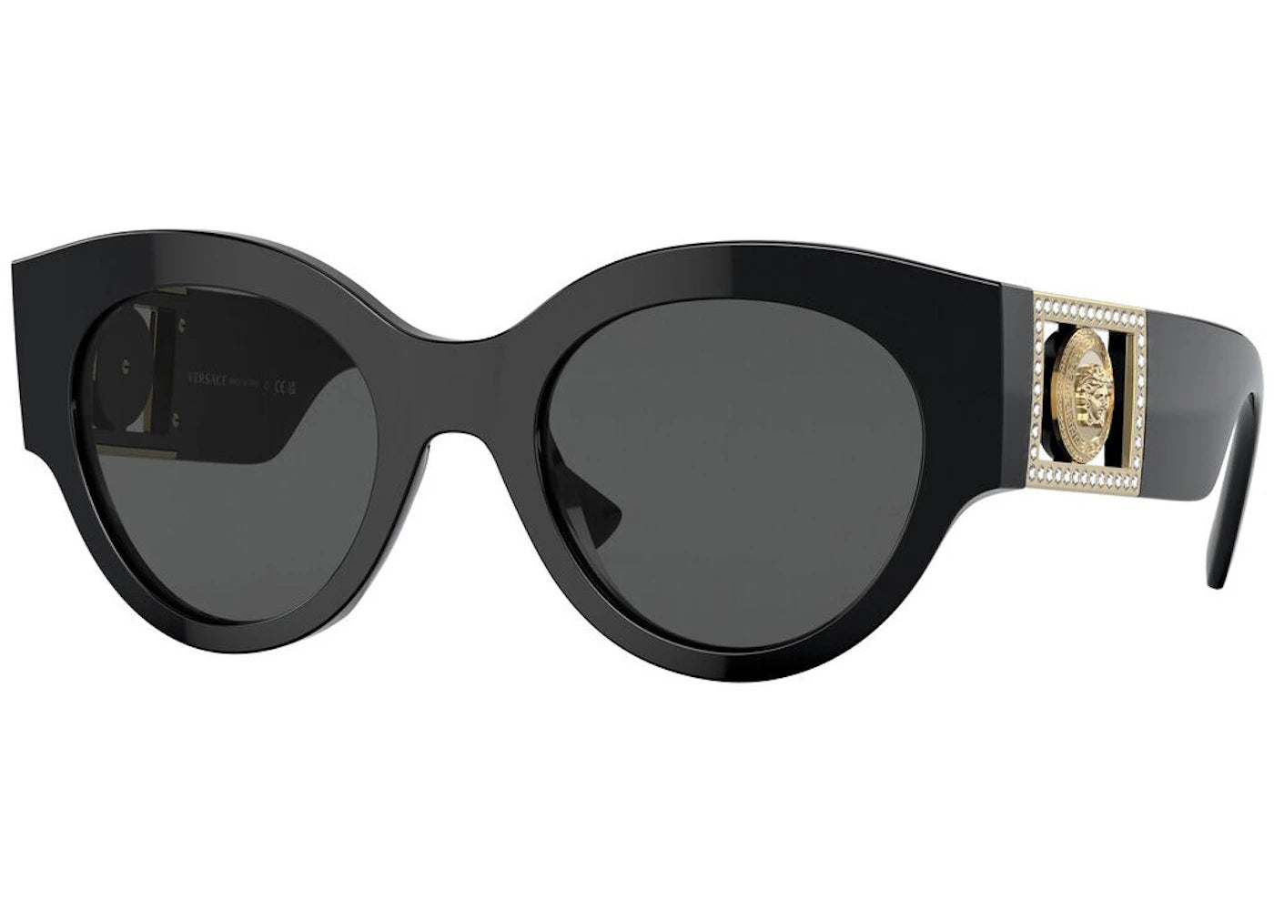 versace round sunglasses black (ve4438bf-gb1-87)