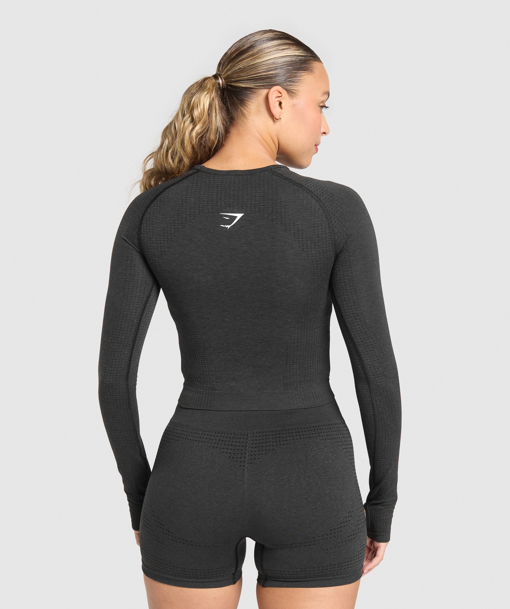 Women's Gymshark Vital Long Sleeve Cut Out Top Black Marl
