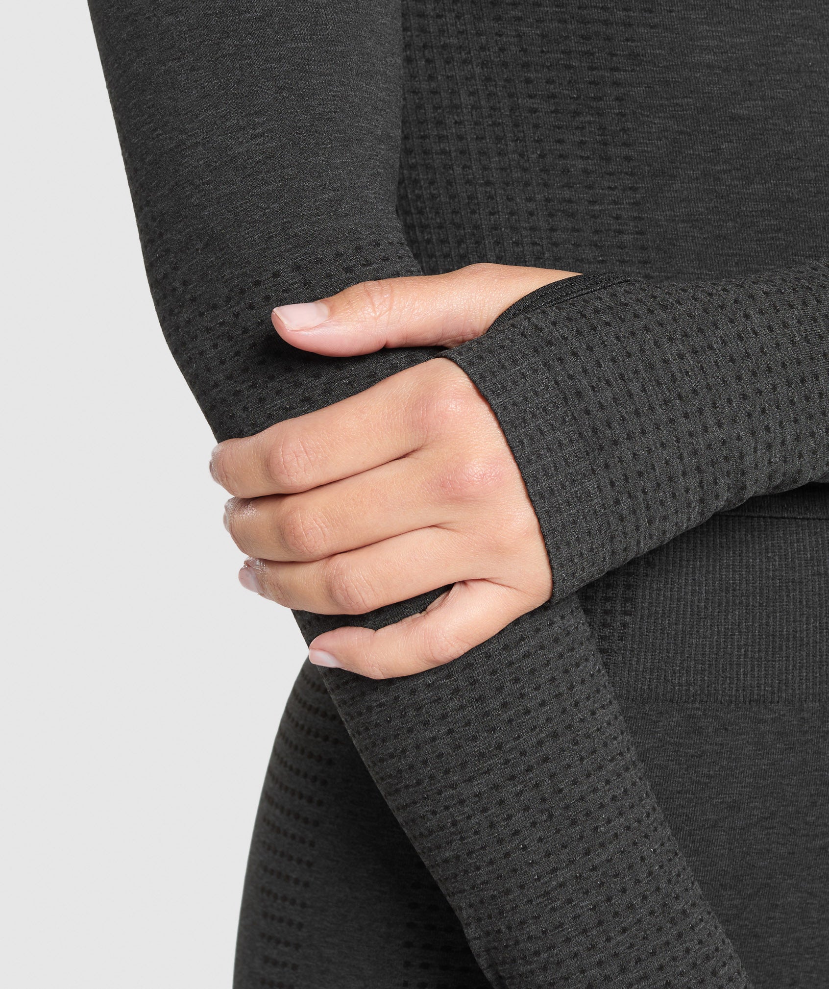 Women's Gymshark Vital Long Sleeve Cut Out Top Black Marl