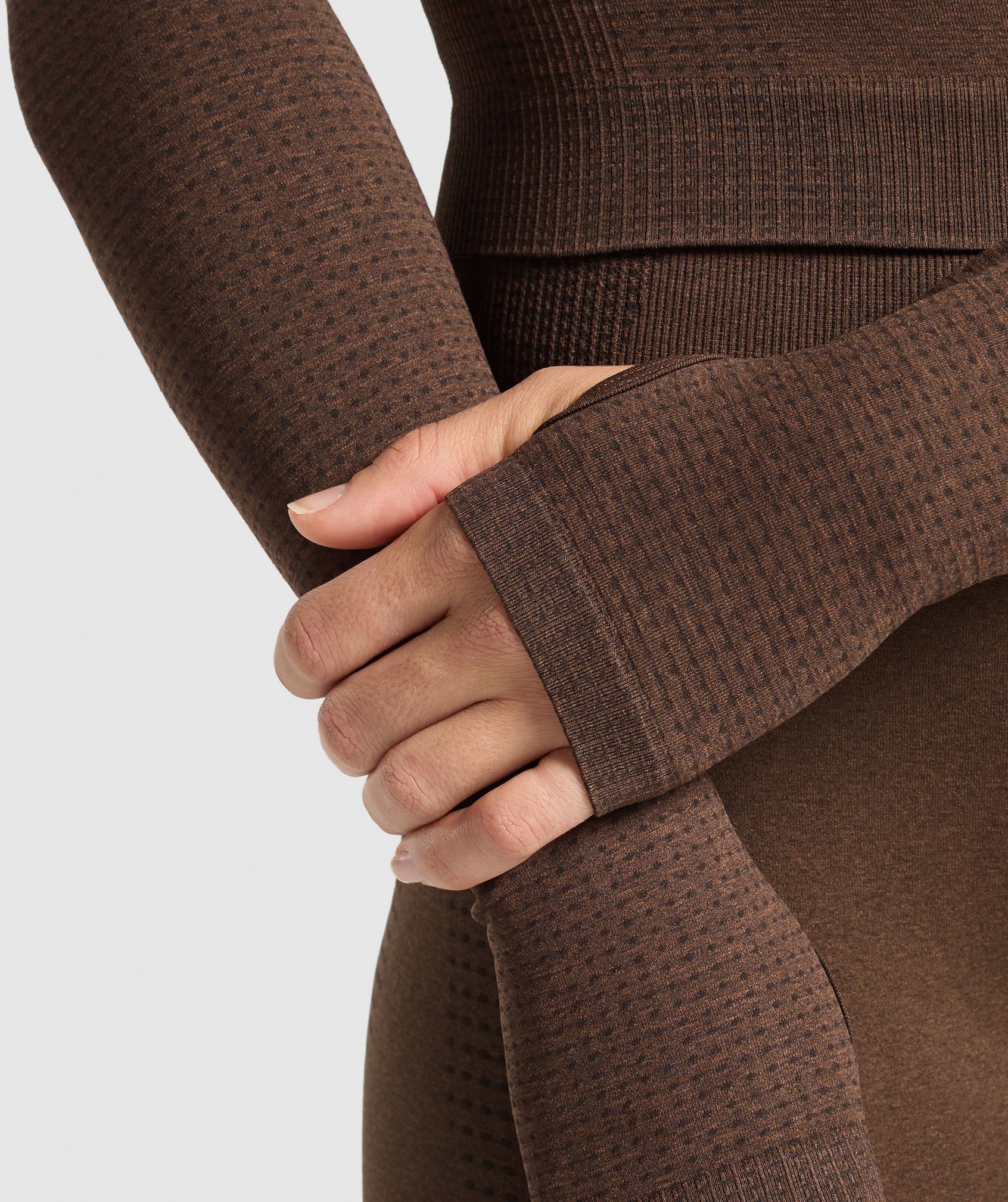 Women's Gymshark Vital Long Sleeve Cut Out Top Espresso Marl