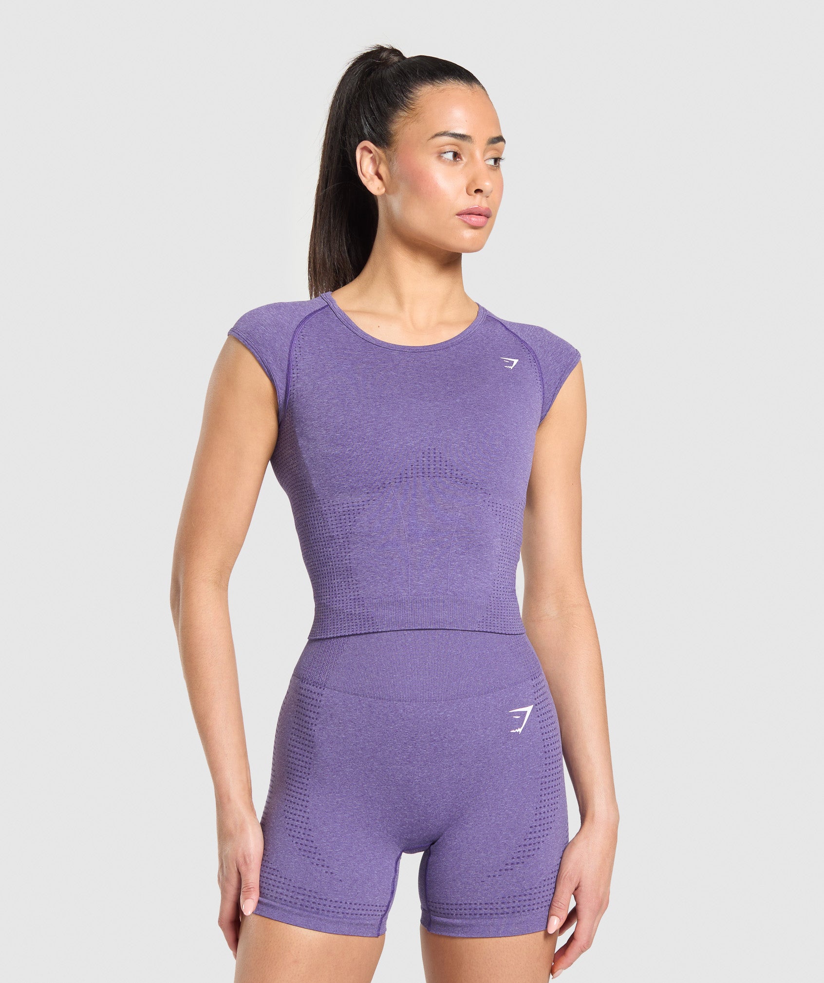 Women's Gymshark Vital Scoop Neck Top Functional Purple Marl