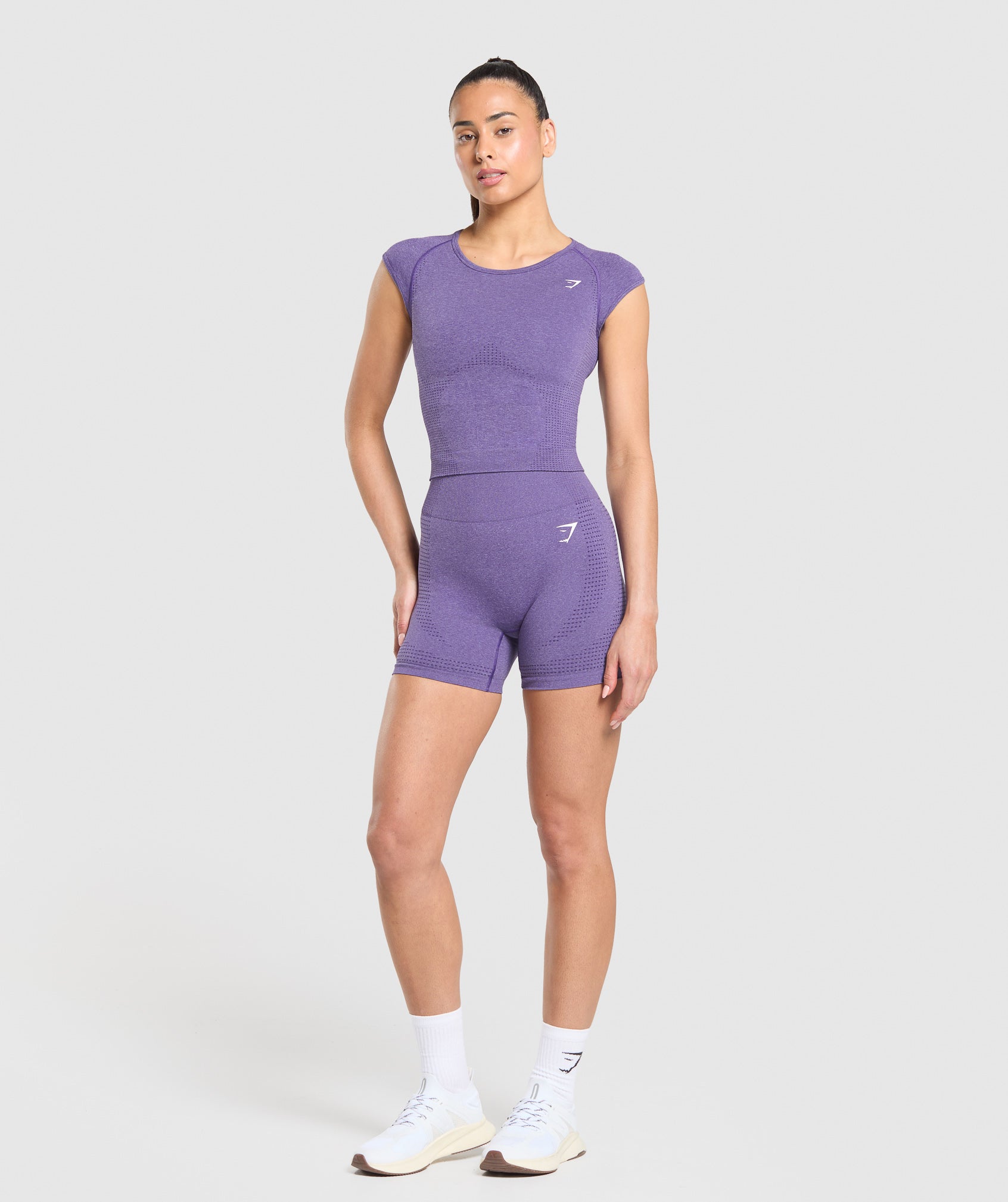 Women's Gymshark Vital Scoop Neck Top Functional Purple Marl