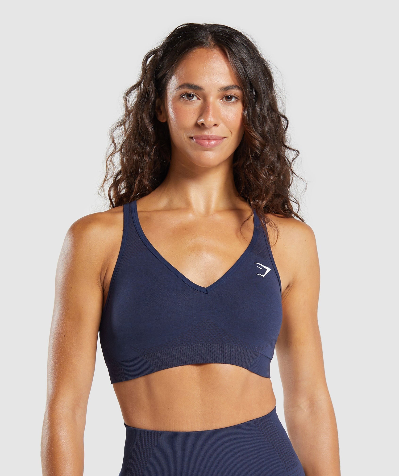 Women's Gymshark Vital V Neck Sports Bra Heavy Blue