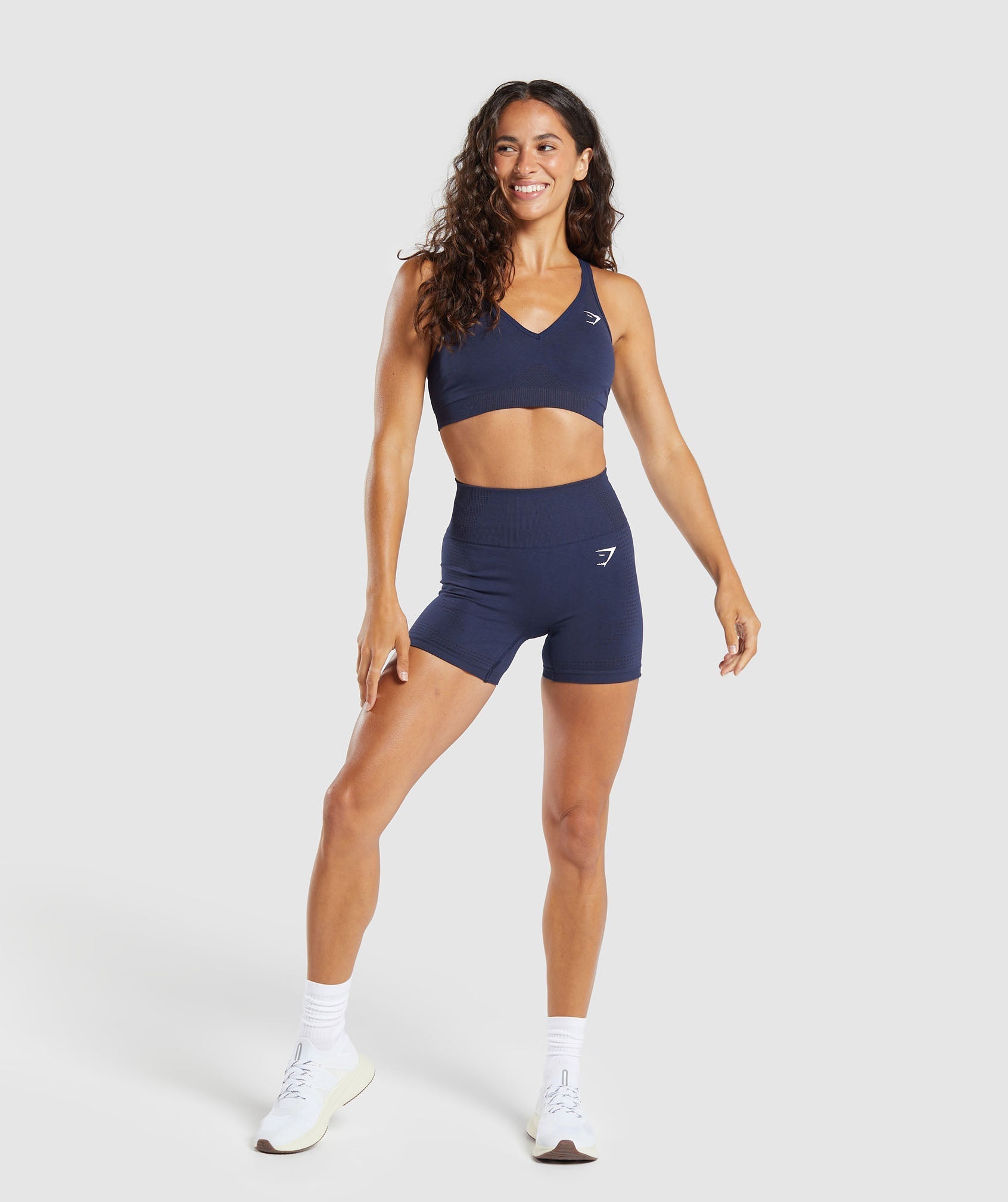 Women's Gymshark Vital V Neck Sports Bra Heavy Blue