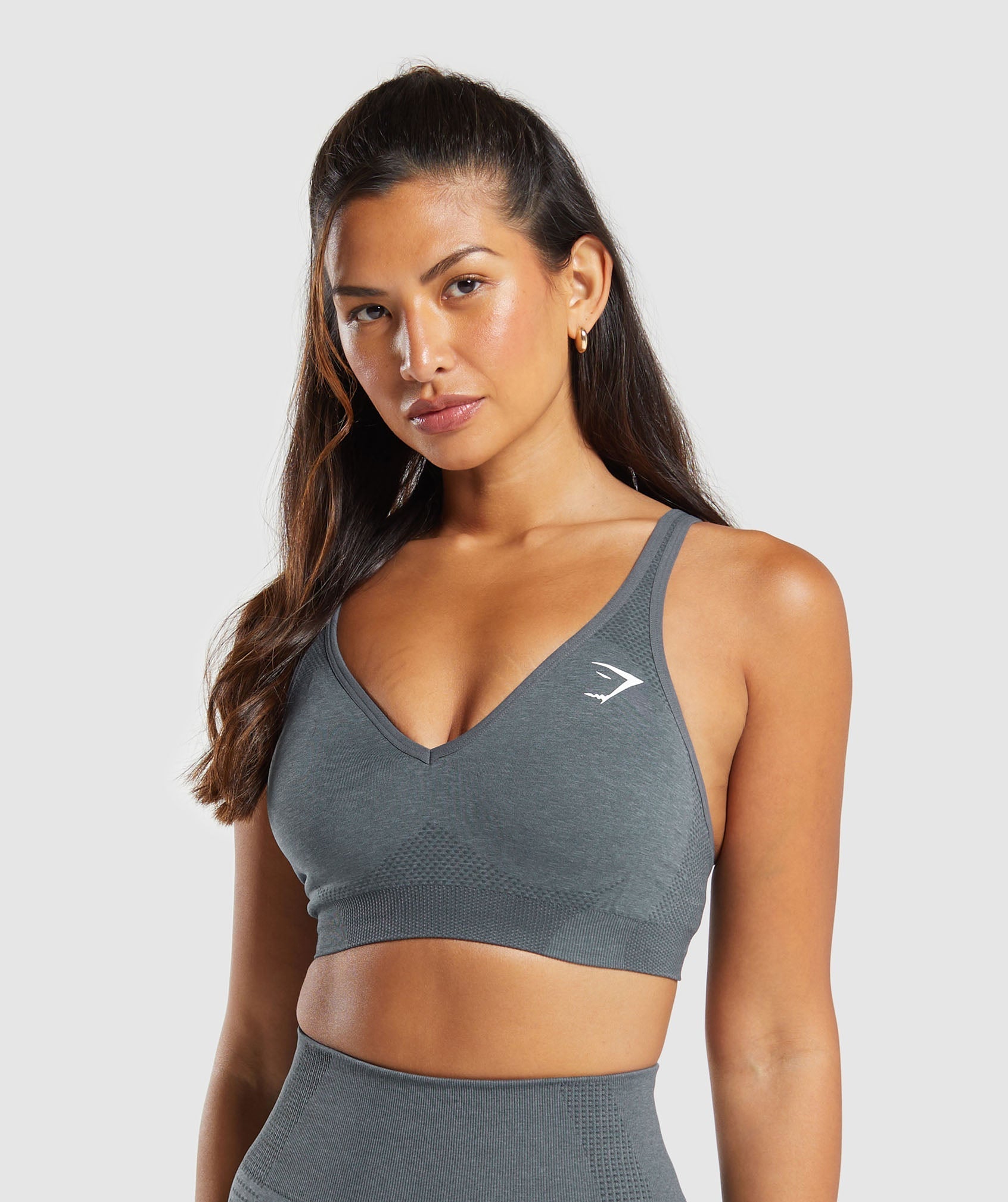 Women's Gymshark Vital V Neck Sports Bra Strong Grey Marl