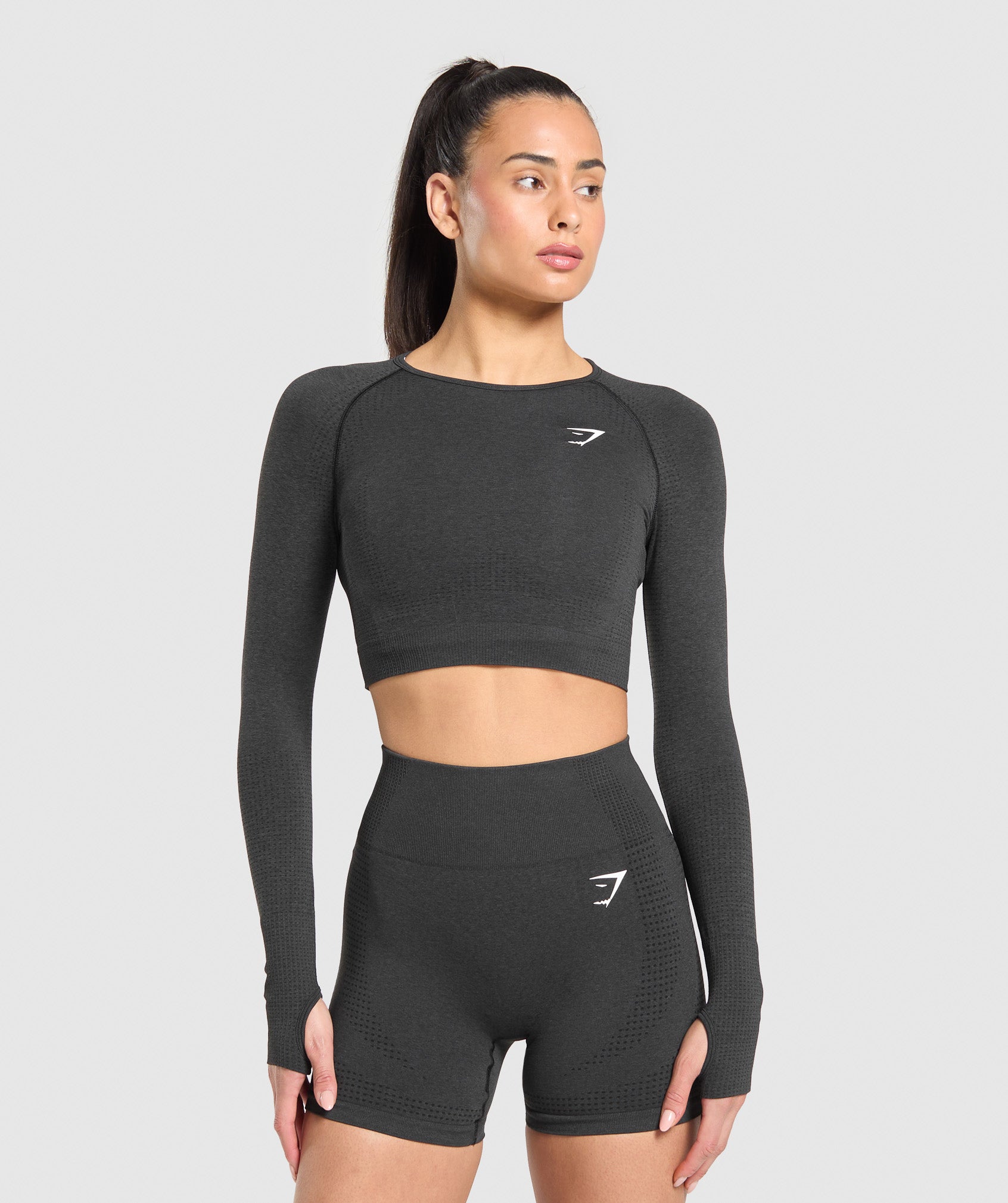 Women's Gymshark Vital Crop Top Black Marl