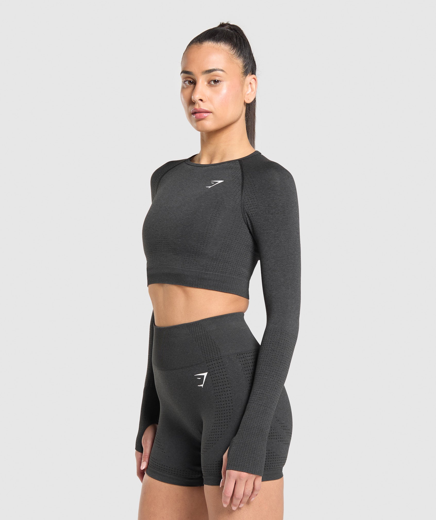 Women's Gymshark Vital Crop Top Black Marl