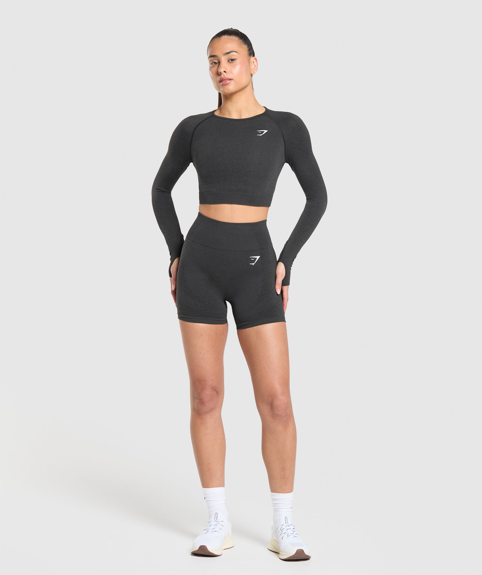 Women's Gymshark Vital Crop Top Black Marl