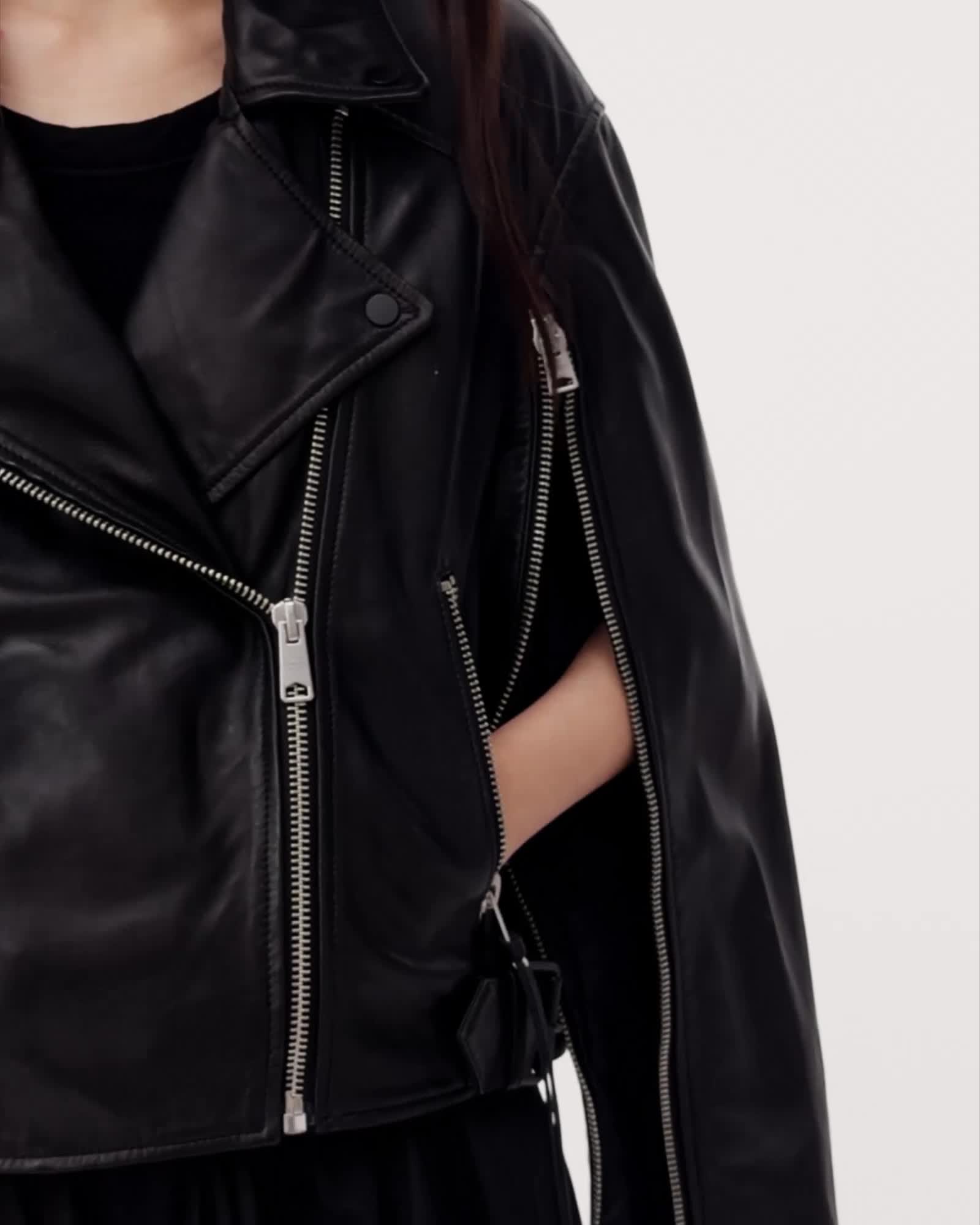 AllSaints Masone Leather Biker Jacket Women's Black Women's