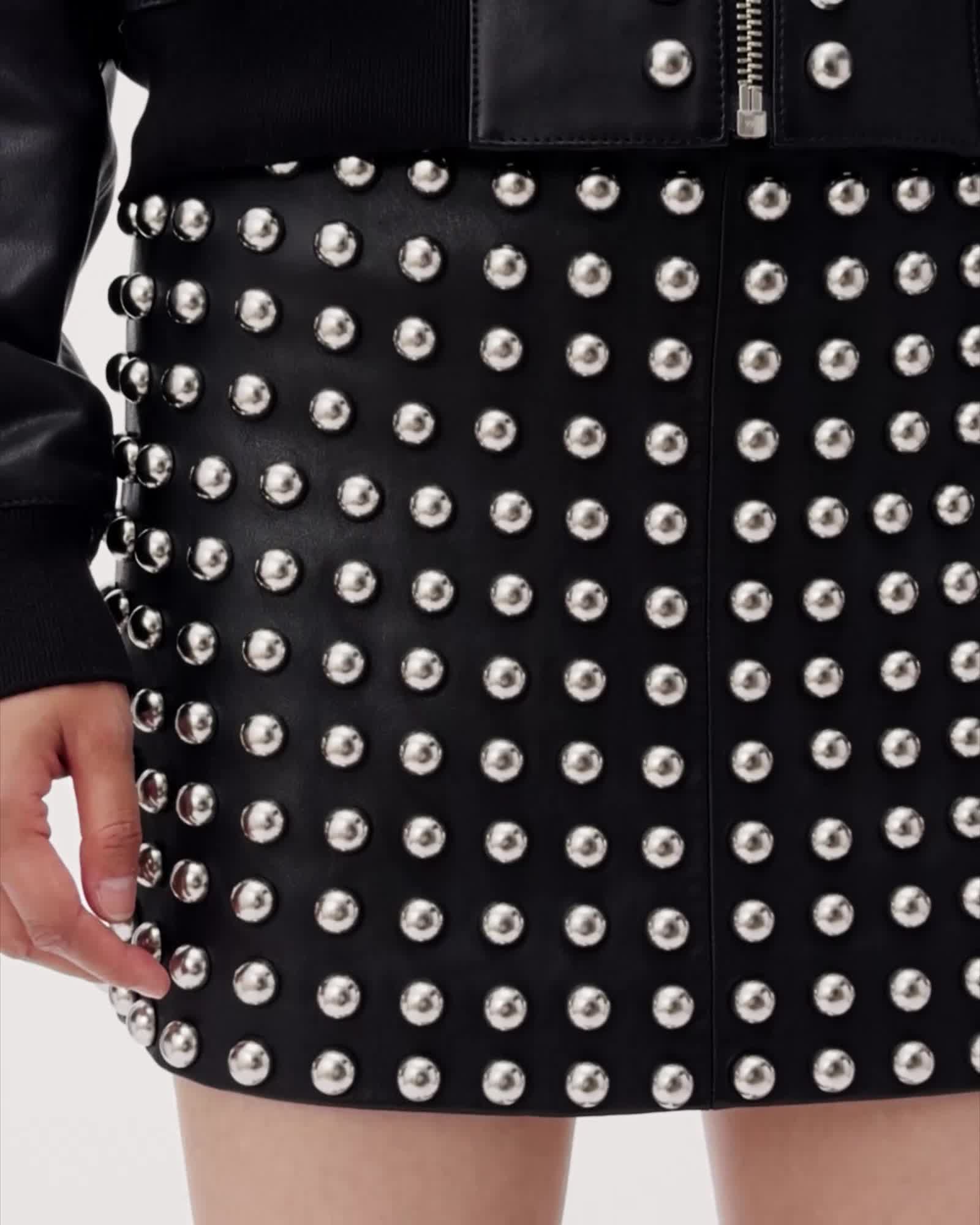 AllSaints Lea Studded Leather Mini Skirt Women's Black Women's