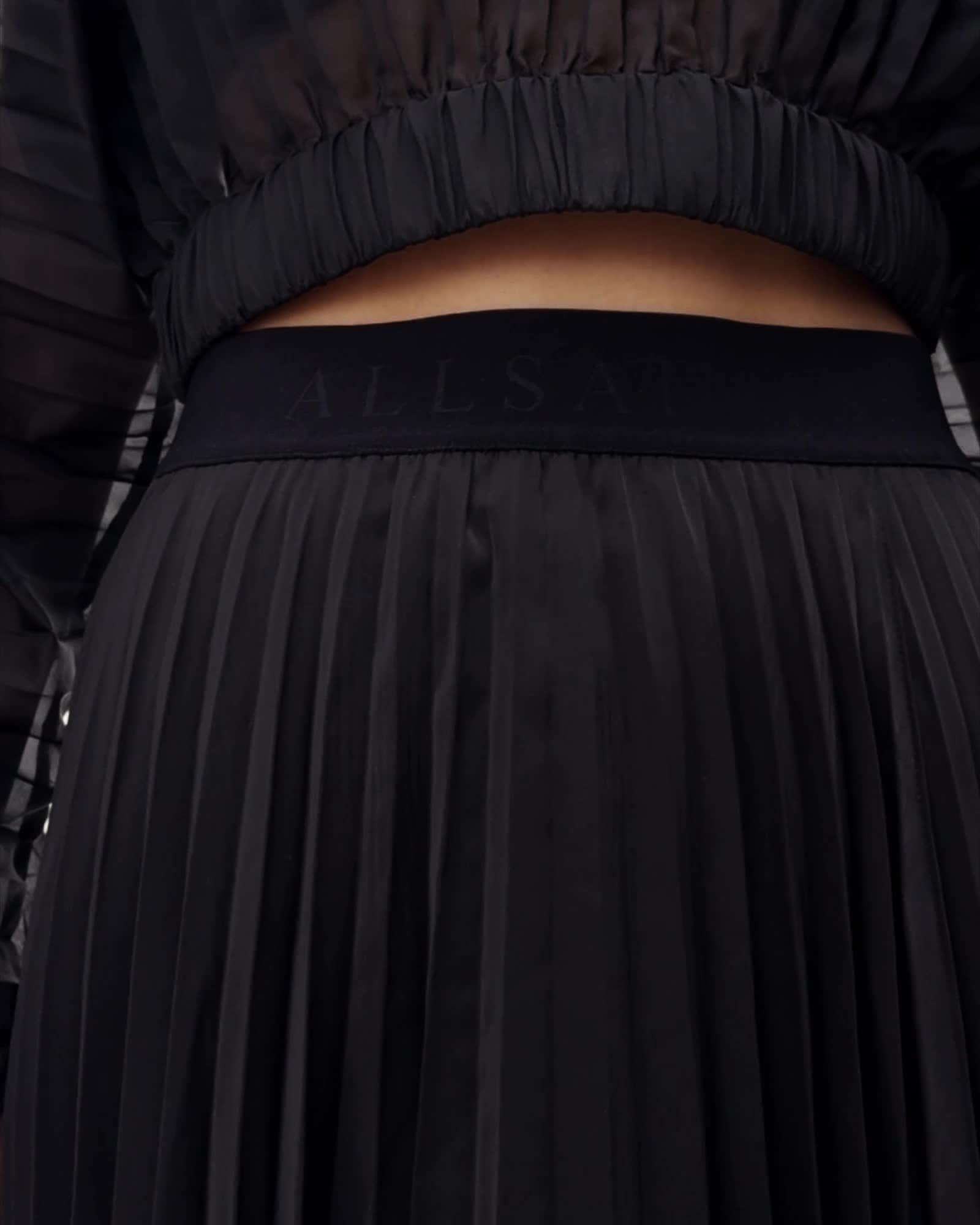 AllSaints Micaela Pleated Skirt Women's Black Women's