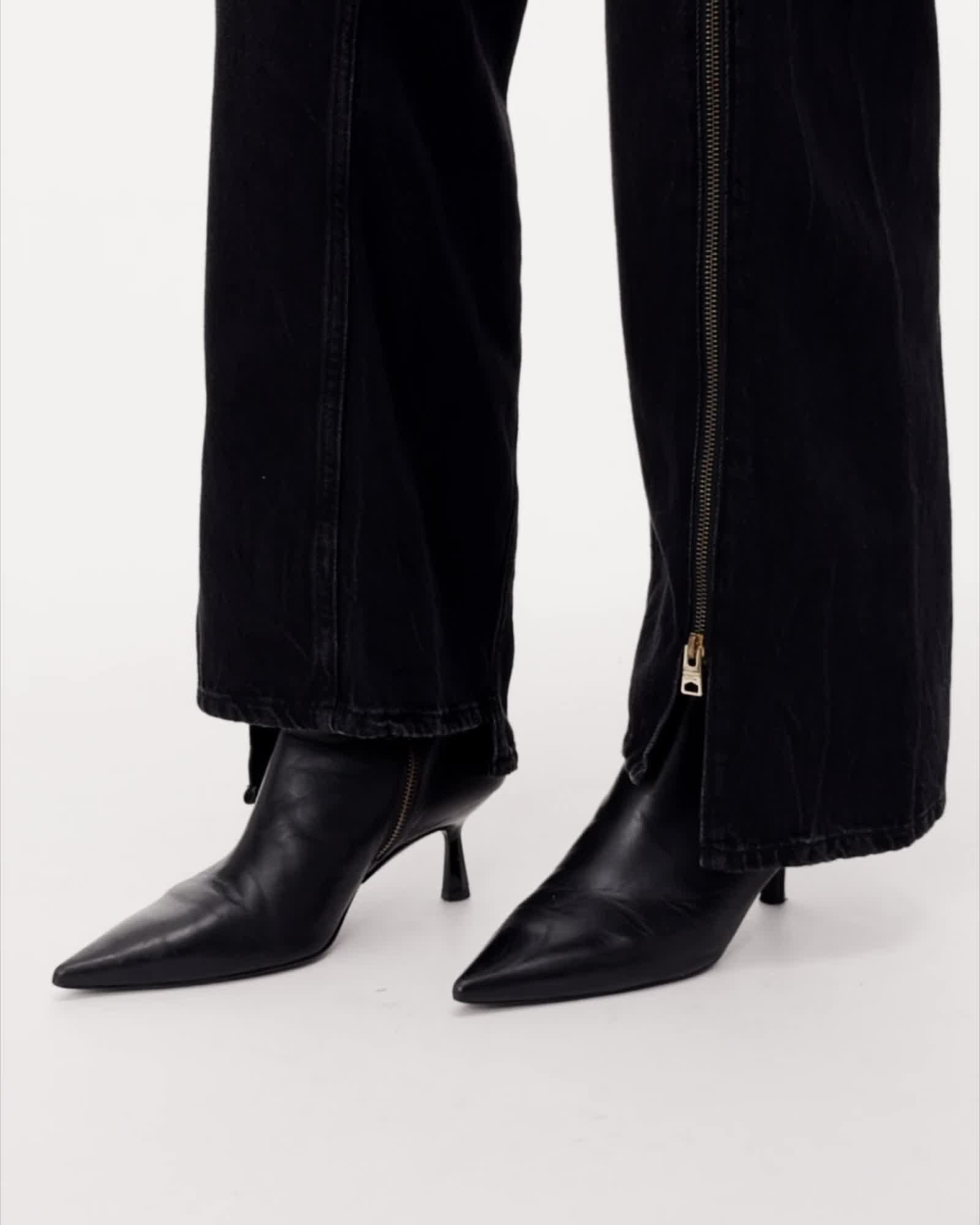 AllSaints Frankie Double Zip Jeans Women's Washed Black Women's