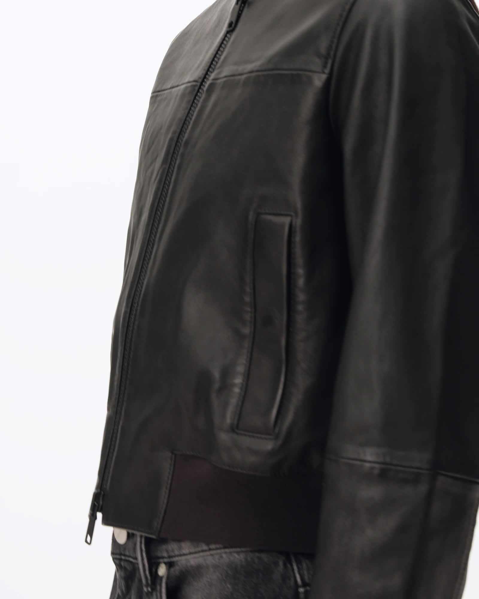 AllSaints Repurpose Leather Bomber Jacket Women's Black Women's
