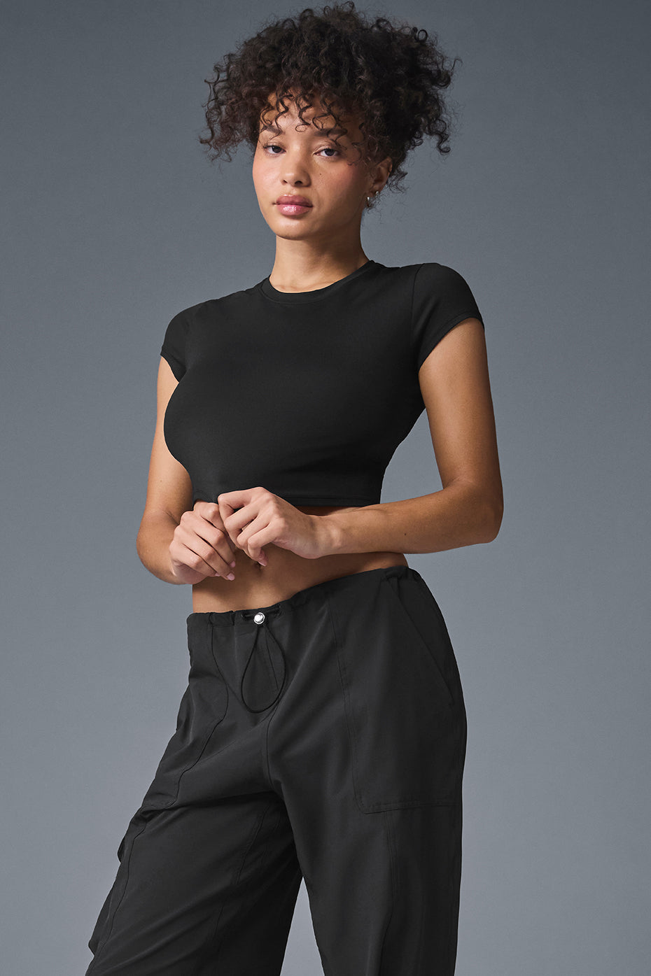 Alo Yoga Women'S Alosoft Crop Finesse Short Sleeve