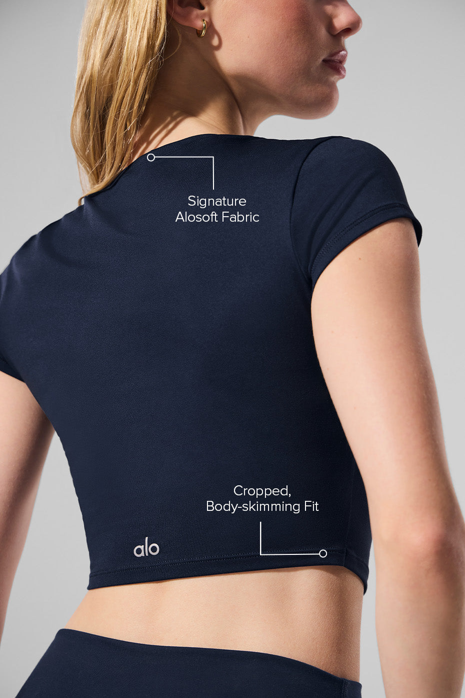 Alo Yoga Women'S Alosoft Crop Finesse Short Sleeve
