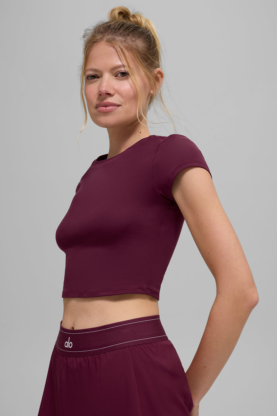 Alo Yoga Women'S Alosoft Crop Finesse Short Sleeve