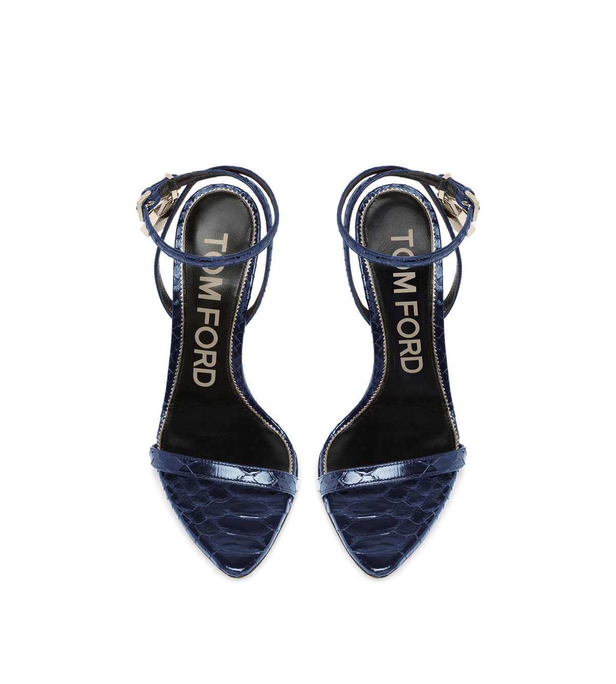 Tom Ford Semi Shiny Printed Python Padlock Pointy Naked Sandal