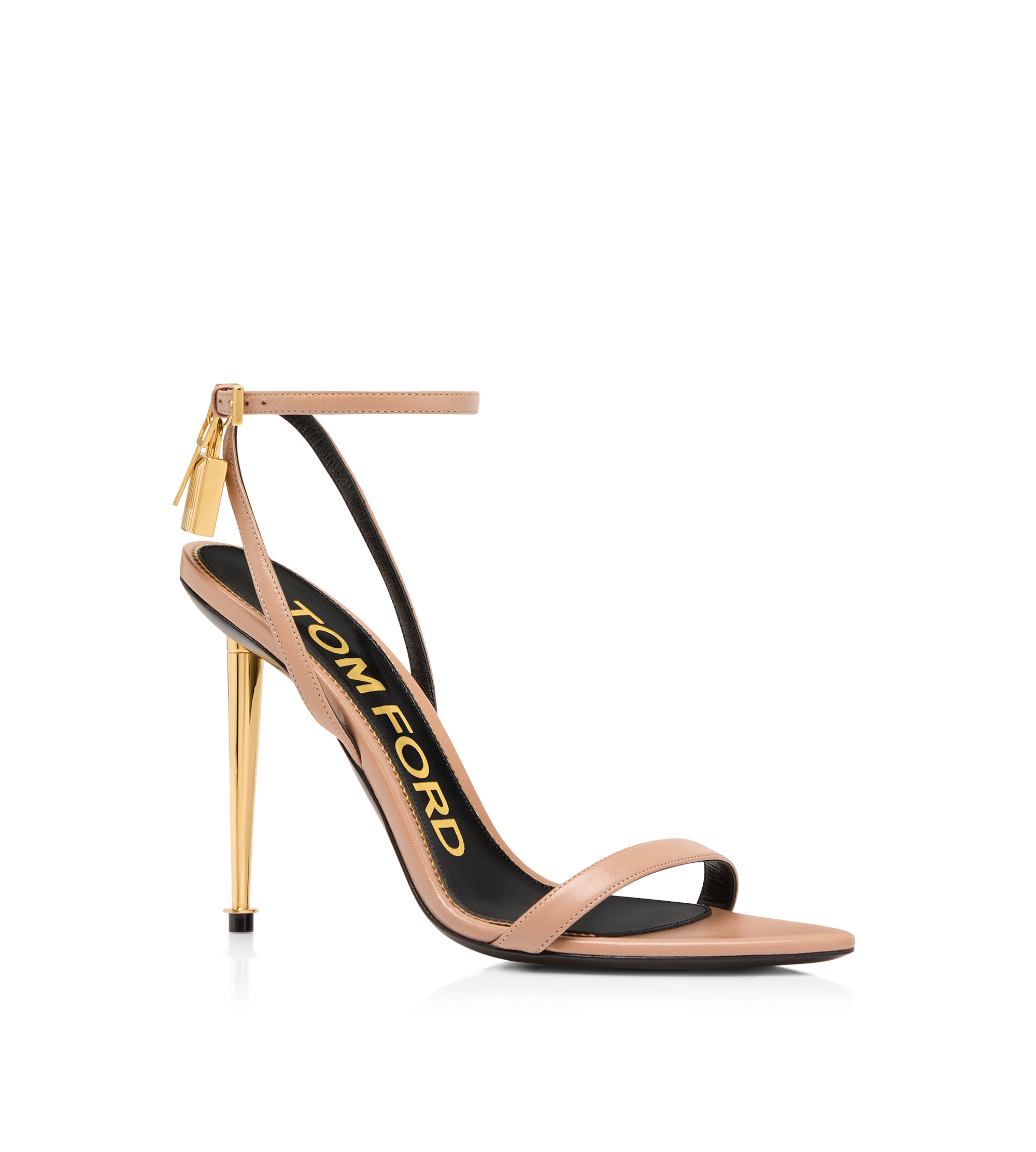 Tom Ford Shiny Leather Padlock Pointy Naked Sandal
