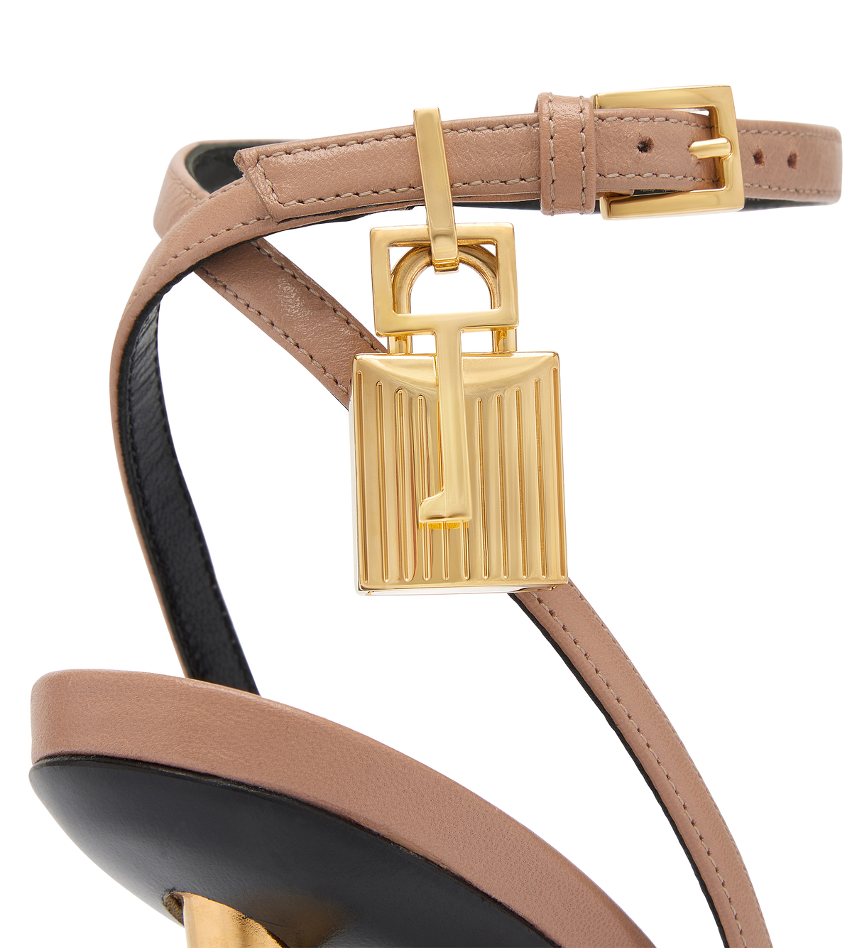 Tom Ford Shiny Leather Padlock Pointy Naked Sandal