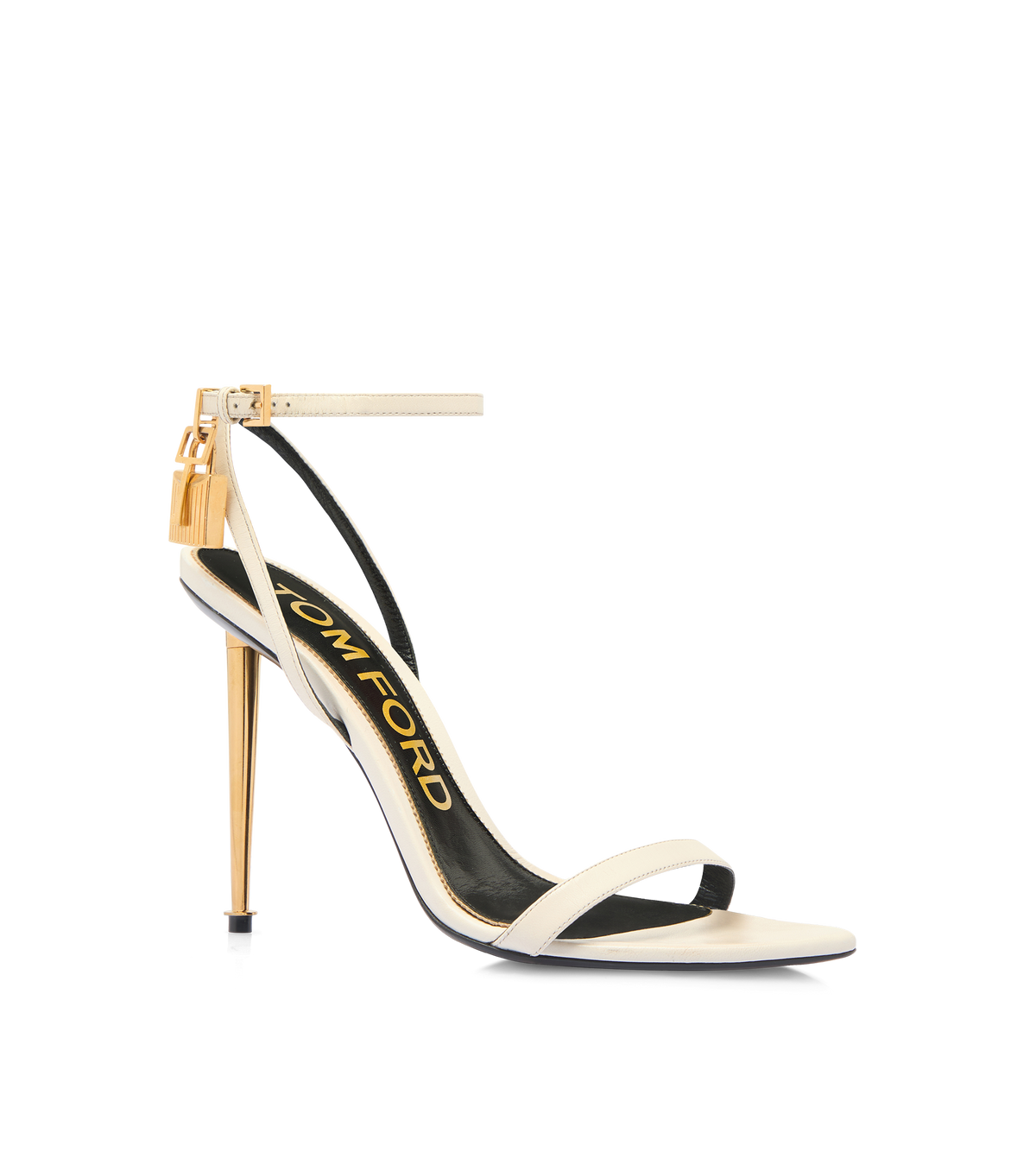 Tom Ford Shiny Leather Padlock Pointy Naked Sandal